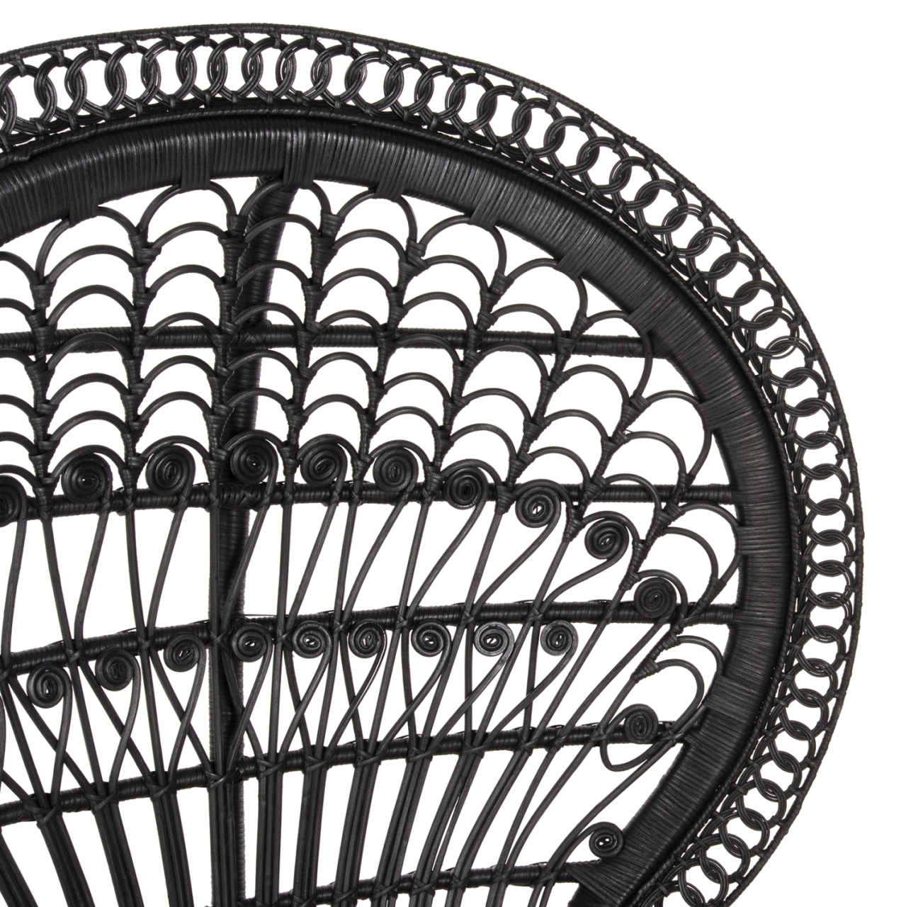 ARMCHAIR ROYAL PEACOCK HM9342.03 RATTAN IN BLACK- CUSHION BLACK 114x72x150Hcm. [10]