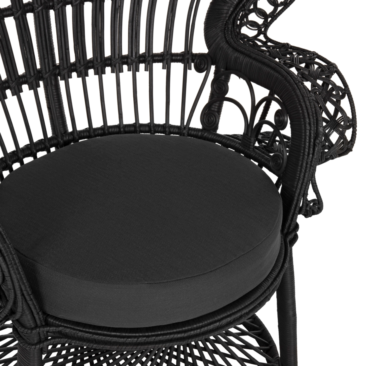 ARMCHAIR ROYAL PEACOCK HM9342.03 RATTAN IN BLACK- CUSHION BLACK 114x72x150Hcm. [8]