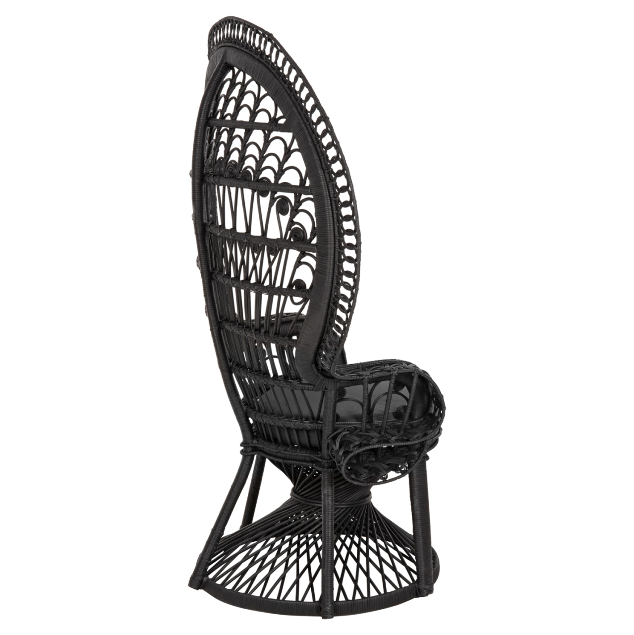 ARMCHAIR ROYAL PEACOCK HM9342.03 RATTAN IN BLACK- CUSHION BLACK 114x72x150Hcm. [5]
