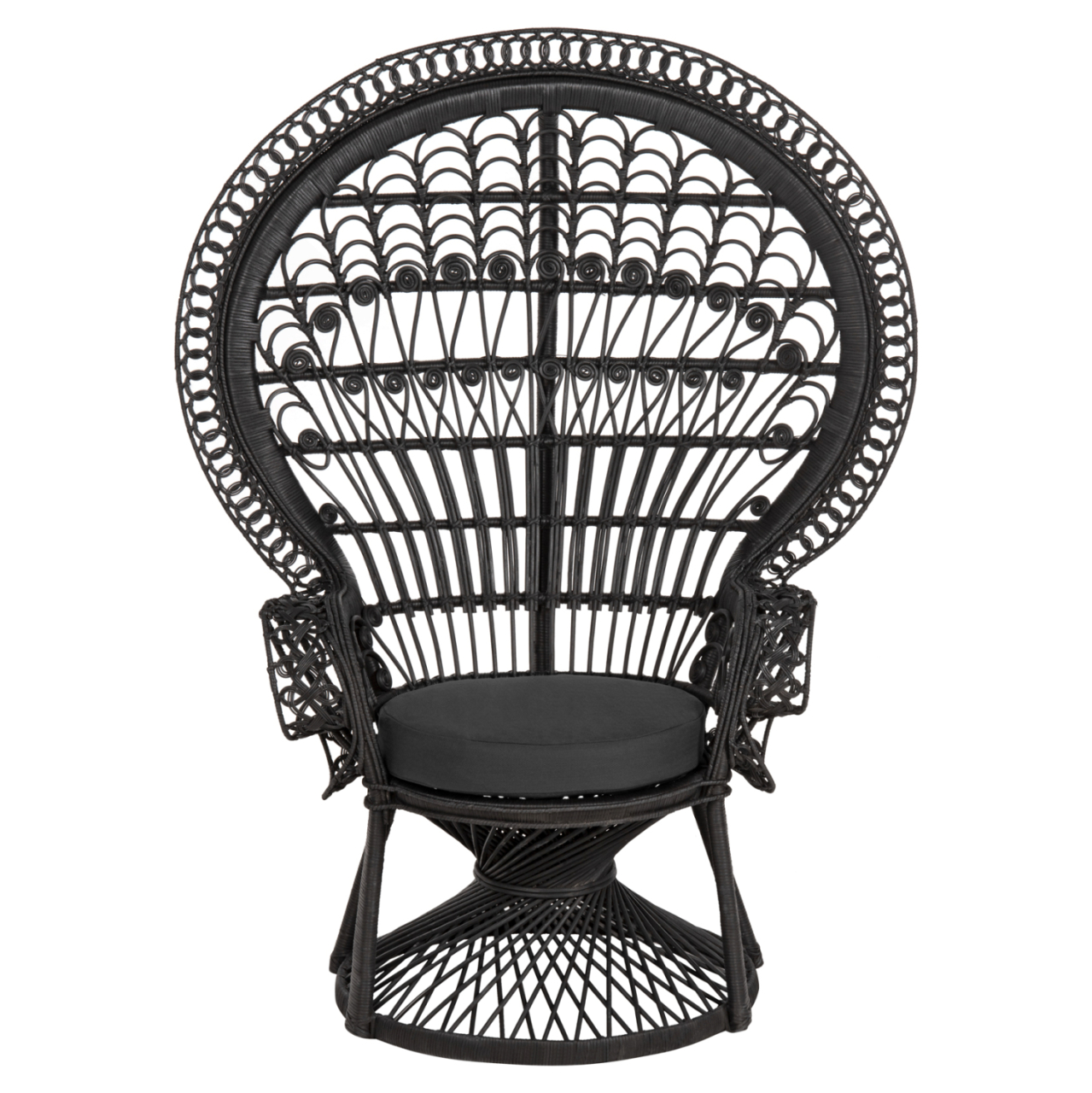 ARMCHAIR ROYAL PEACOCK HM9342.03 RATTAN IN BLACK- CUSHION BLACK 114x72x150Hcm. [3]