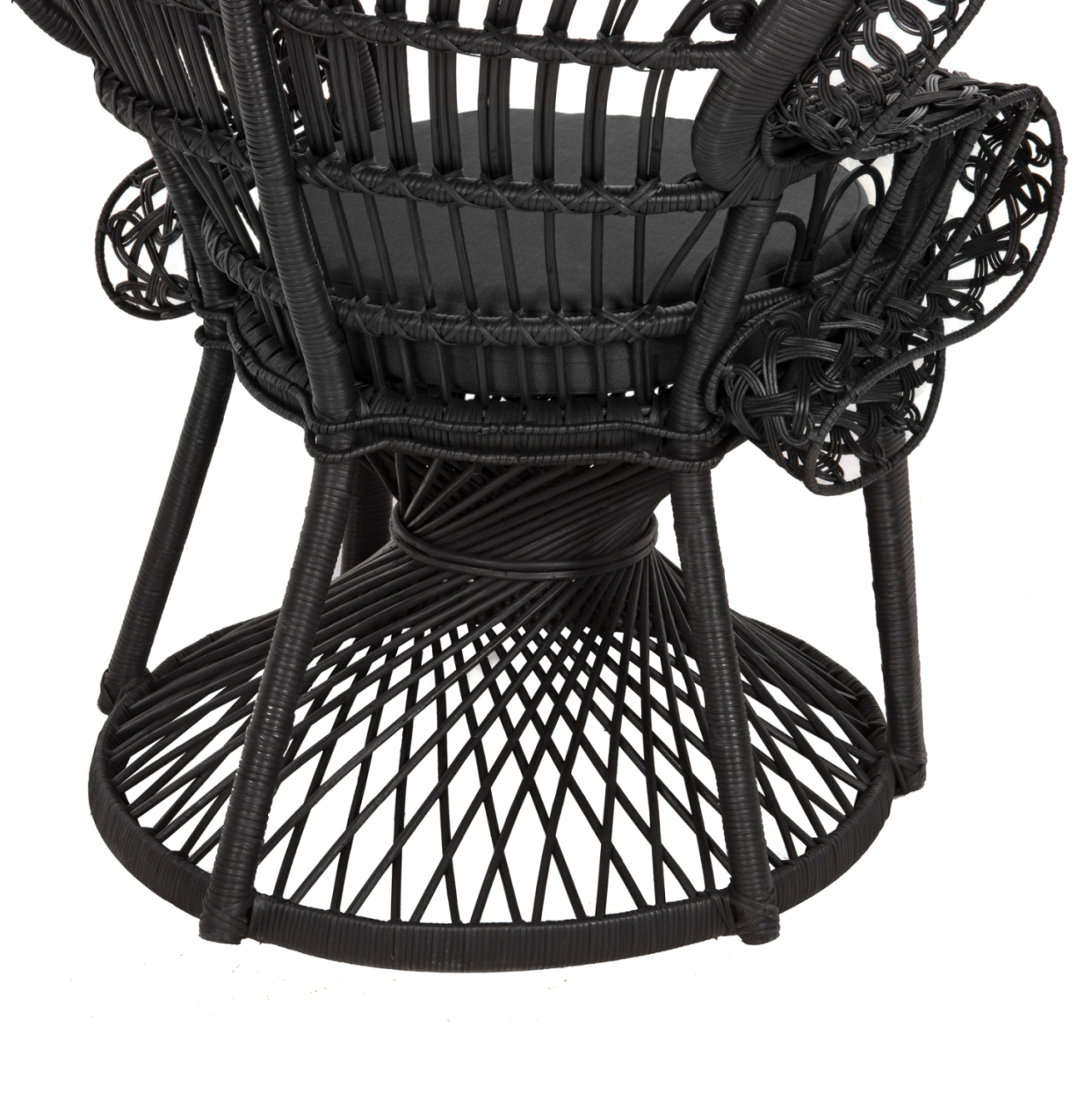 ARMCHAIR ROYAL PEACOCK HM9342.03 RATTAN IN BLACK- CUSHION BLACK 114x72x150Hcm. [9]