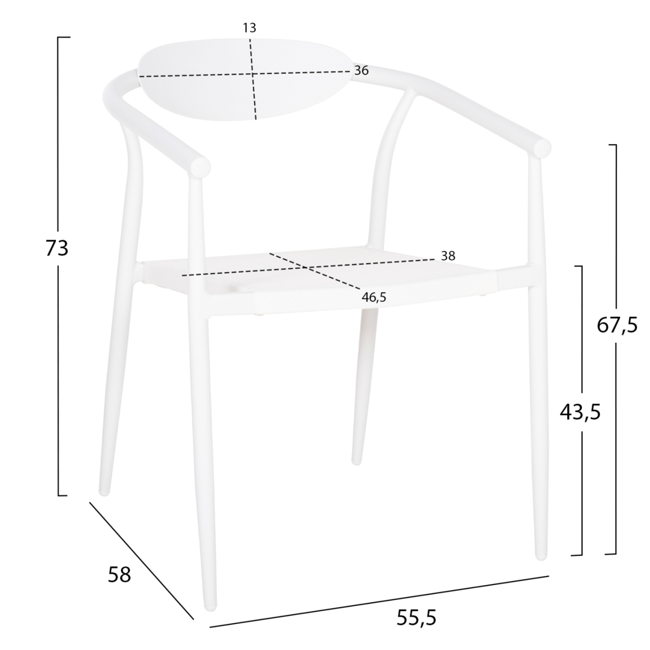 ARMCHAIR SERLY HM6052.01 WHITE ALUMINUM-WHITE TEXTILENE 56x61x74,5Hcm. [2]