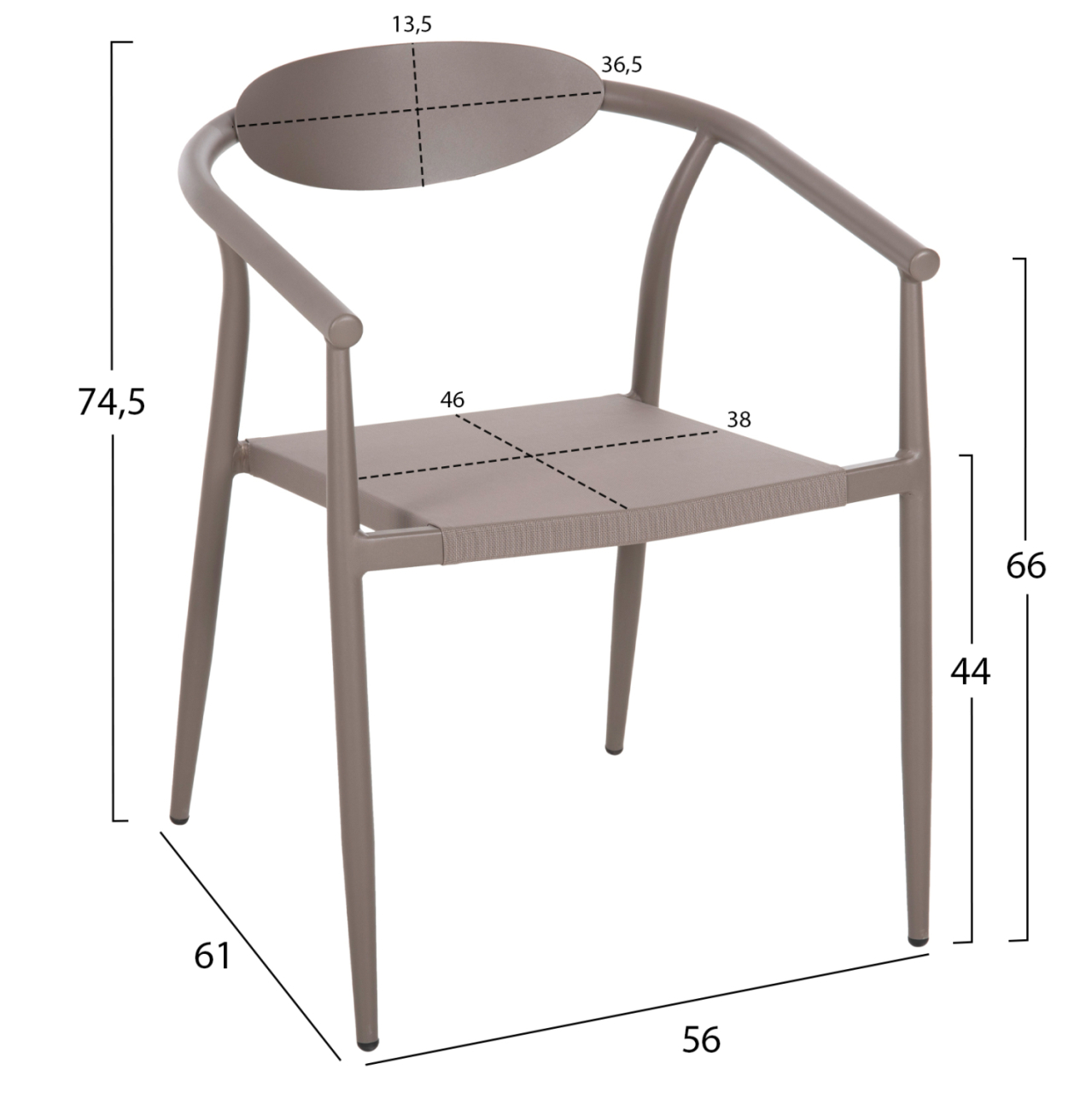ARMCHAIR SERLY HM6052.04 CHAMPAGNE ALUMINUM-CHAMPAGNE TEXTILENE 56x61x74,5Hcm. [2]