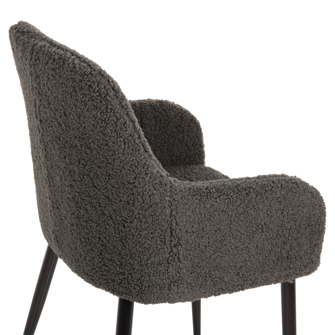 ARMCHAIR SHELLY HM8591.01 TEDDY FABRIC IN GREY-BLACK METAL LEGS 57x55x87Hcm. [9]