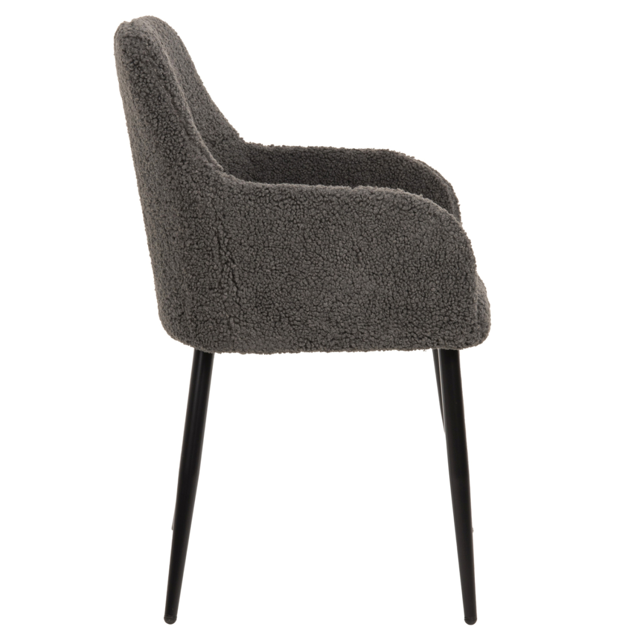 ARMCHAIR SHELLY HM8591.01 TEDDY FABRIC IN GREY-BLACK METAL LEGS 57x55x87Hcm. [4]