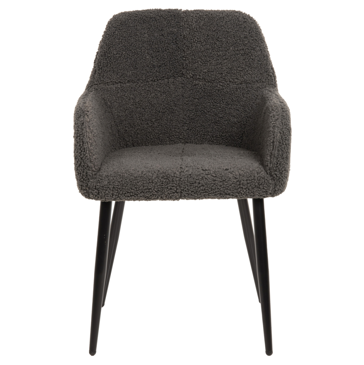ARMCHAIR SHELLY HM8591.01 TEDDY FABRIC IN GREY-BLACK METAL LEGS 57x55x87Hcm. [3]