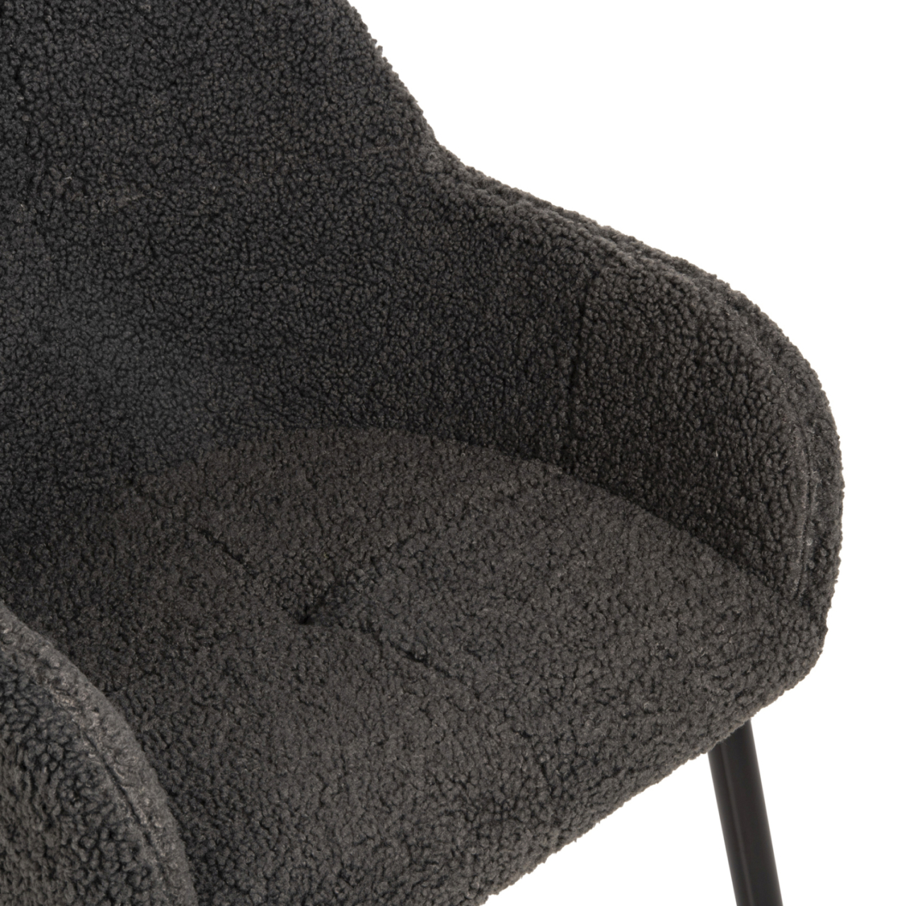 ARMCHAIR SHELLY HM8591.01 TEDDY FABRIC IN GREY-BLACK METAL LEGS 57x55x87Hcm. [7]