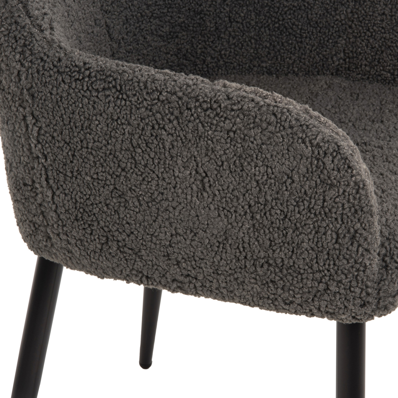 ARMCHAIR SHELLY HM8591.01 TEDDY FABRIC IN GREY-BLACK METAL LEGS 57x55x87Hcm. [8]