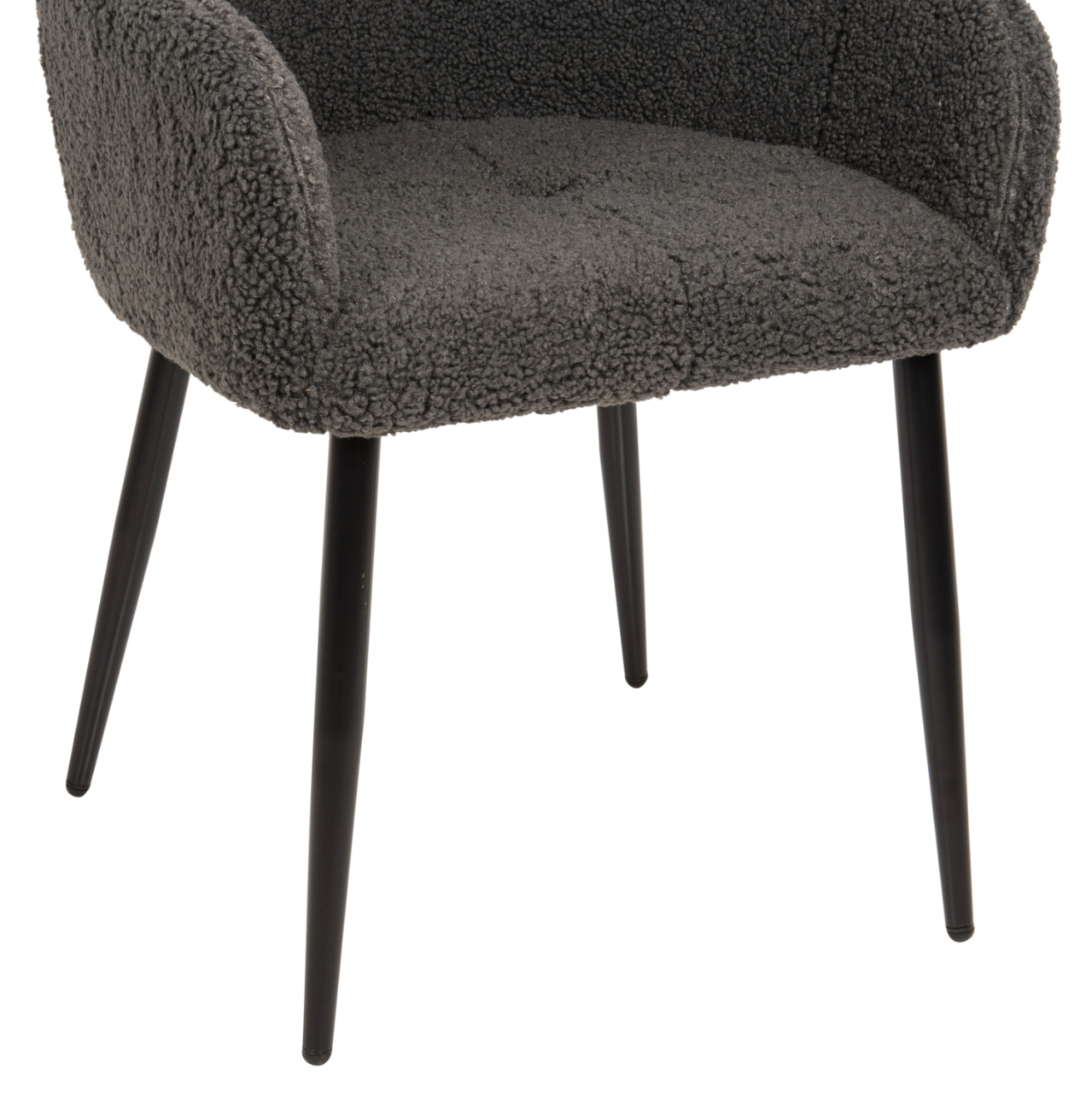 ARMCHAIR SHELLY HM8591.01 TEDDY FABRIC IN GREY-BLACK METAL LEGS 57x55x87Hcm. [10]