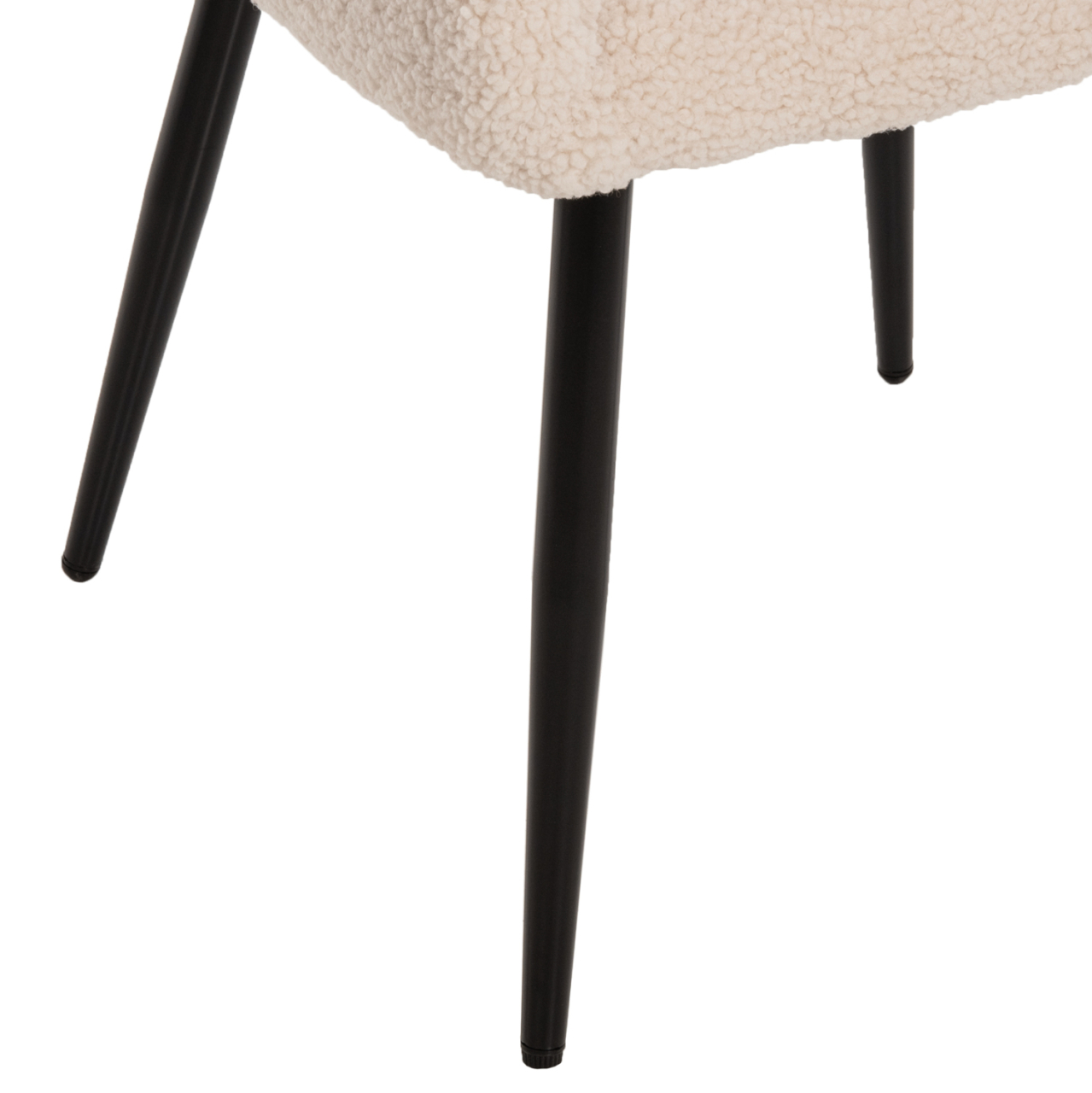 ARMCHAIR SHELLY HM8591.02 TEDDY FABRIC IN WHITE-BLACK METAL LEGS 57x55x87Hcm. [10]