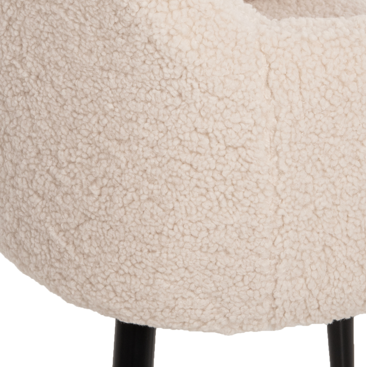 ARMCHAIR SHELLY HM8591.02 TEDDY FABRIC IN WHITE-BLACK METAL LEGS 57x55x87Hcm. [9]