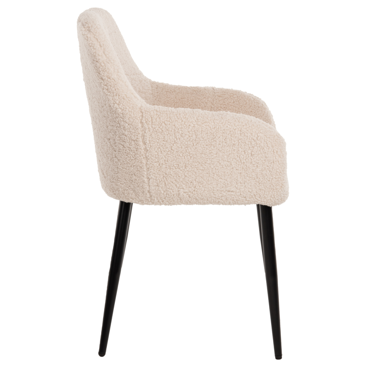 ARMCHAIR SHELLY HM8591.02 TEDDY FABRIC IN WHITE-BLACK METAL LEGS 57x55x87Hcm. [4]