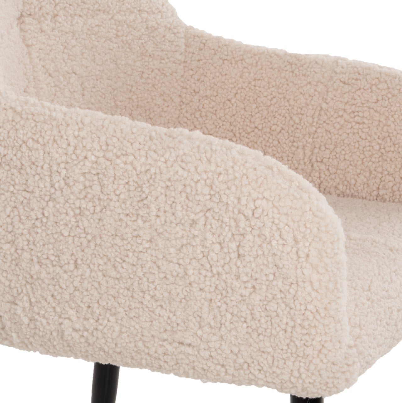ARMCHAIR SHELLY HM8591.02 TEDDY FABRIC IN WHITE-BLACK METAL LEGS 57x55x87Hcm. [8]