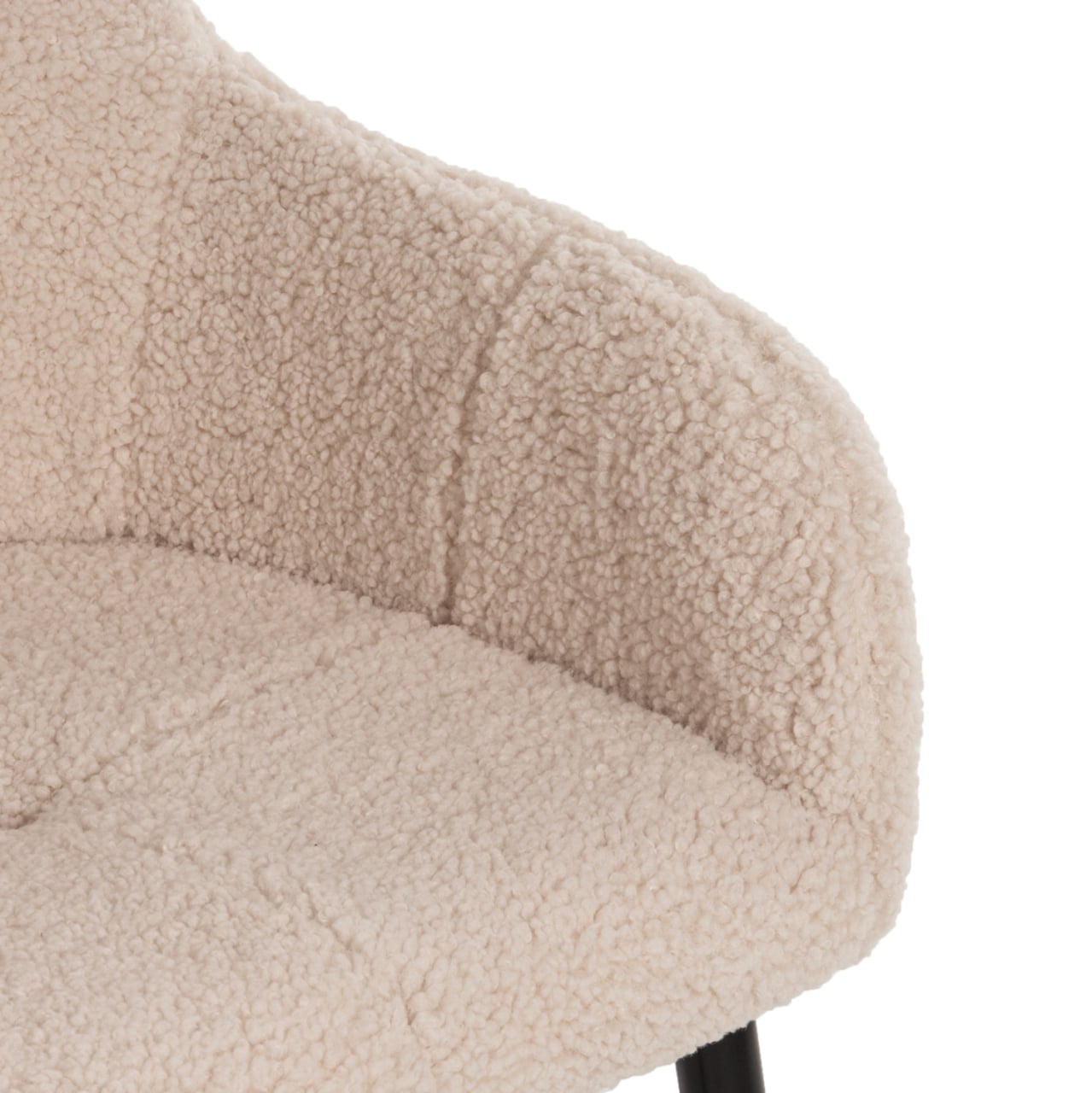 ARMCHAIR SHELLY HM8591.02 TEDDY FABRIC IN WHITE-BLACK METAL LEGS 57x55x87Hcm. [7]