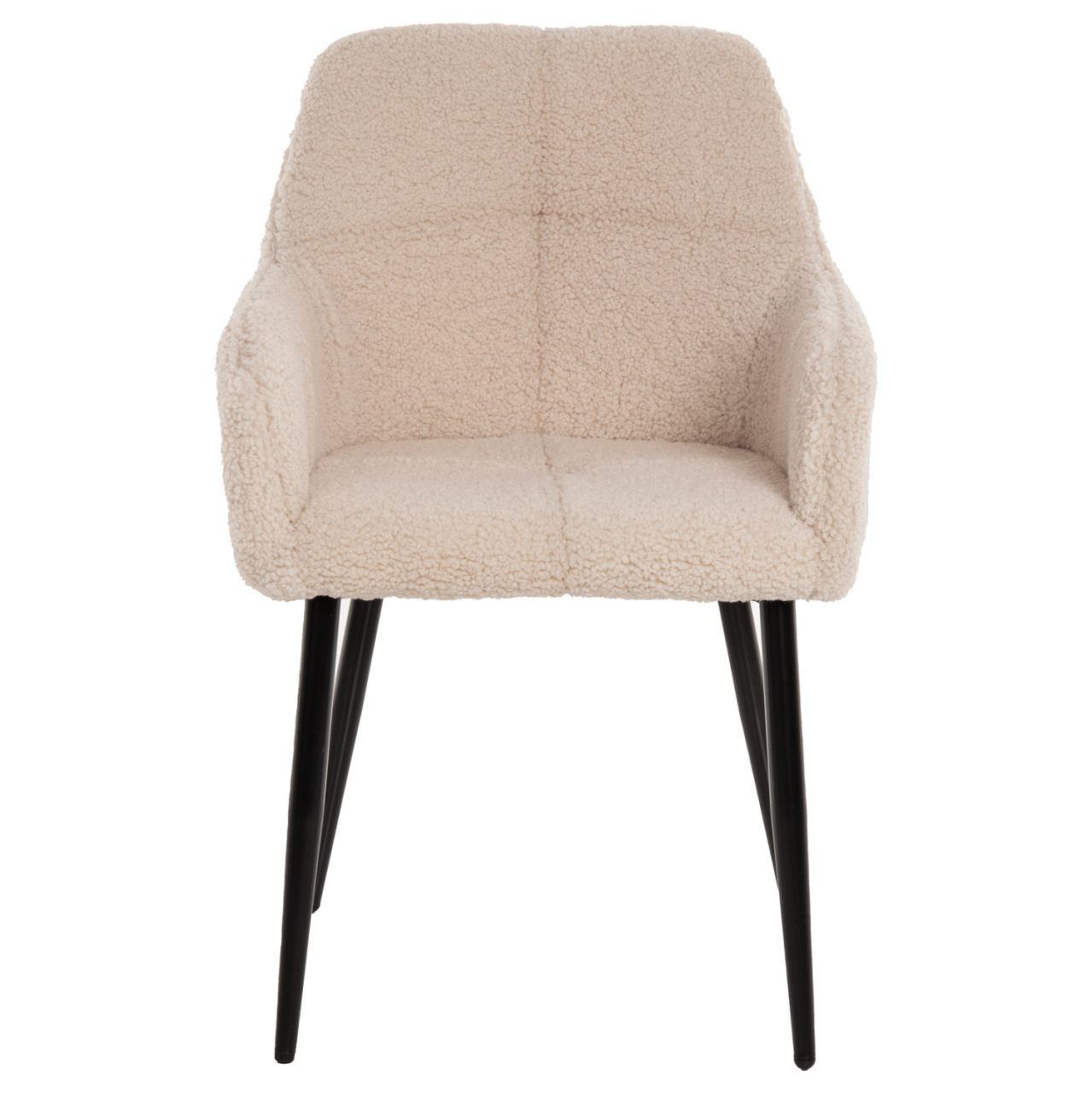 ARMCHAIR SHELLY HM8591.02 TEDDY FABRIC IN WHITE-BLACK METAL LEGS 57x55x87Hcm. [3]