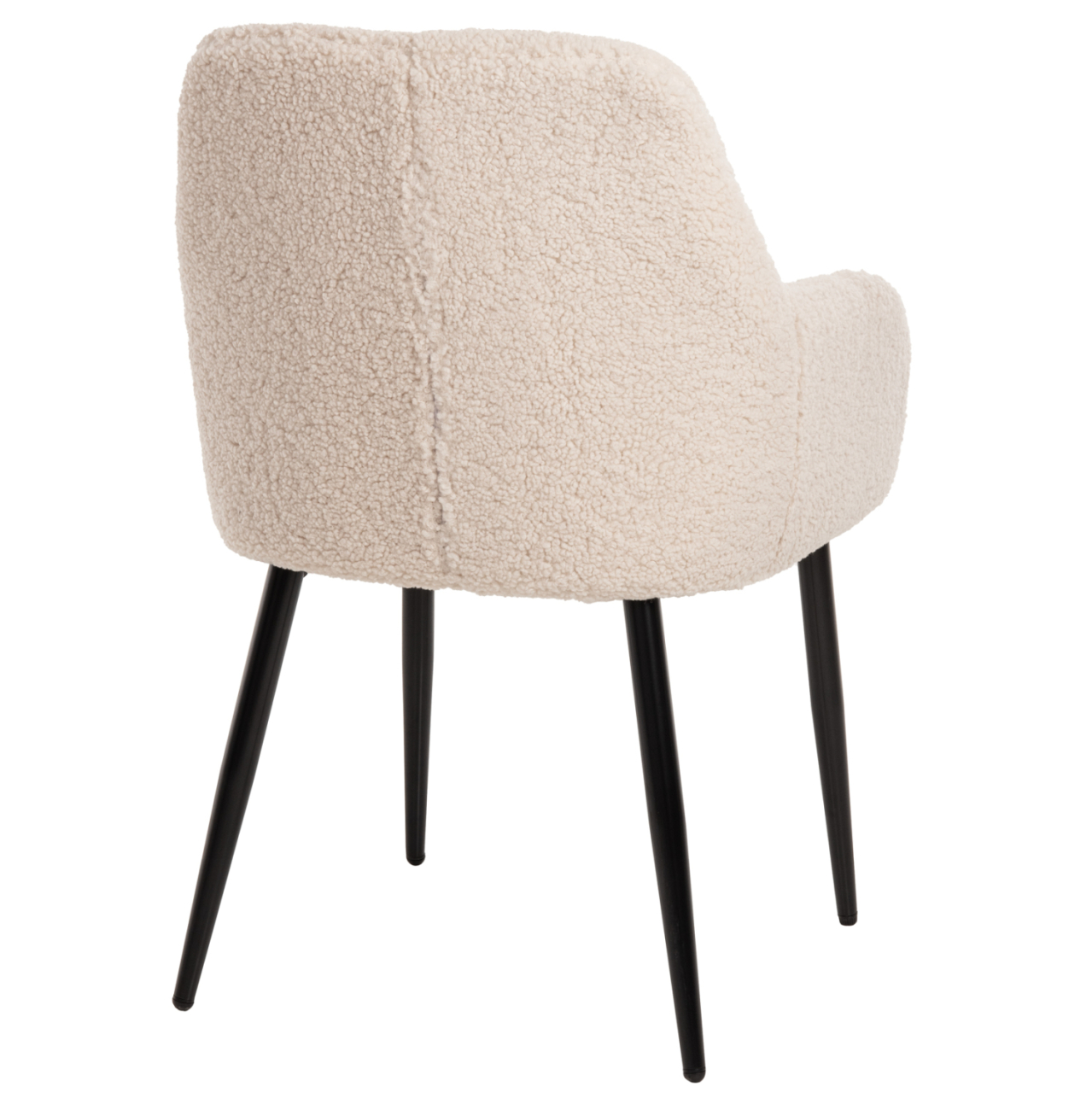 ARMCHAIR SHELLY HM8591.02 TEDDY FABRIC IN WHITE-BLACK METAL LEGS 57x55x87Hcm. [5]