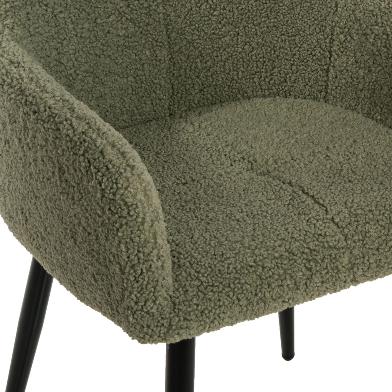 ARMCHAIR SHELLY HM8591.03 TEDDY FABRIC IN PISTACHIO GREEN-BLACK METAL LEGS 57x55x87Hcm. [9]