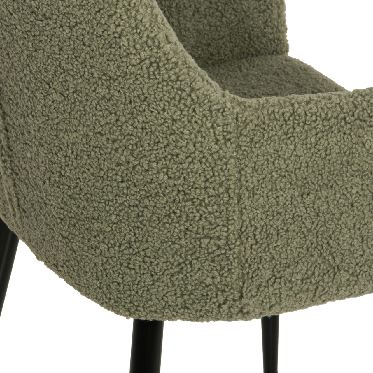 ARMCHAIR SHELLY HM8591.03 TEDDY FABRIC IN PISTACHIO GREEN-BLACK METAL LEGS 57x55x87Hcm. [7]