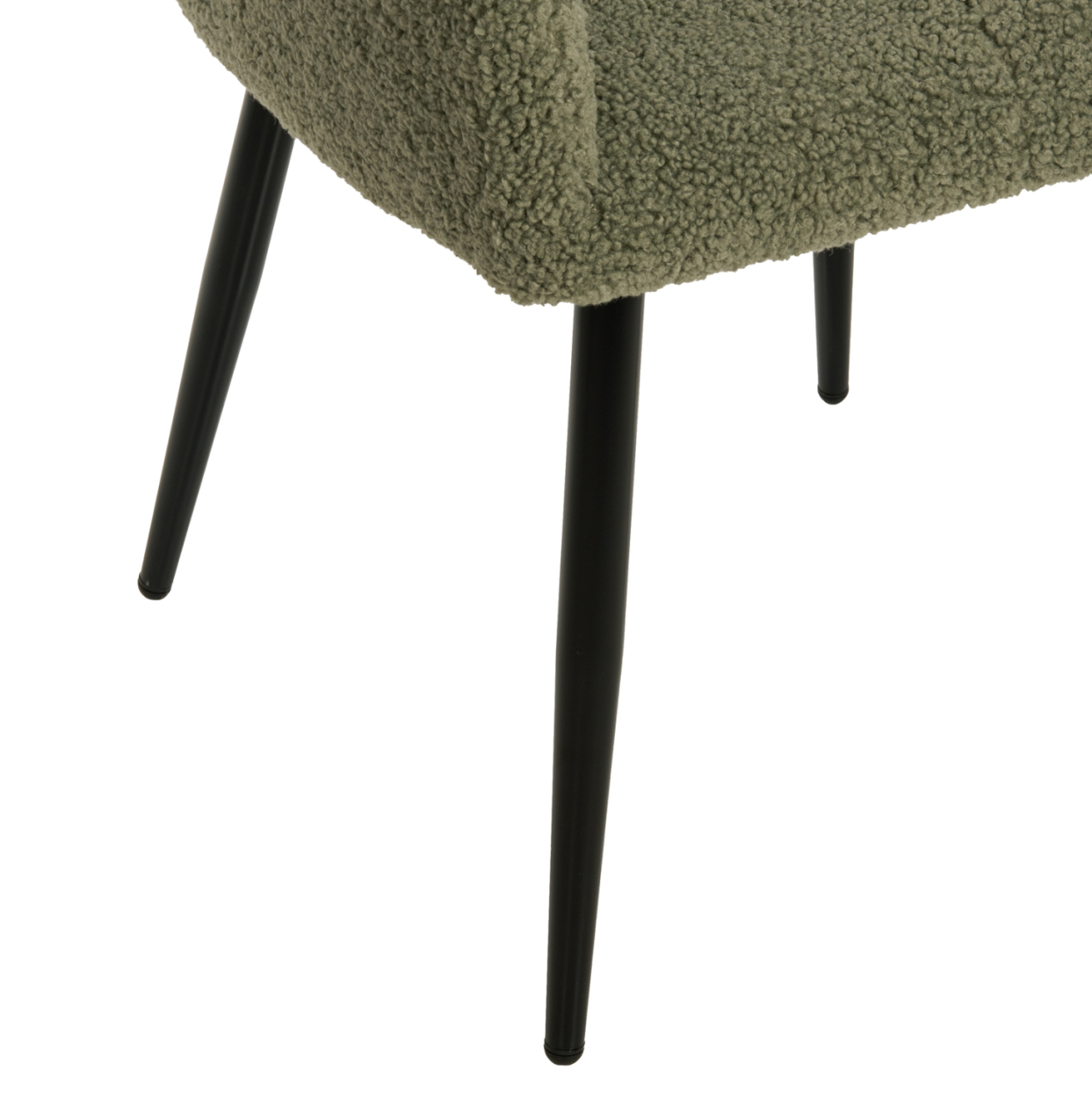ARMCHAIR SHELLY HM8591.03 TEDDY FABRIC IN PISTACHIO GREEN-BLACK METAL LEGS 57x55x87Hcm. [10]