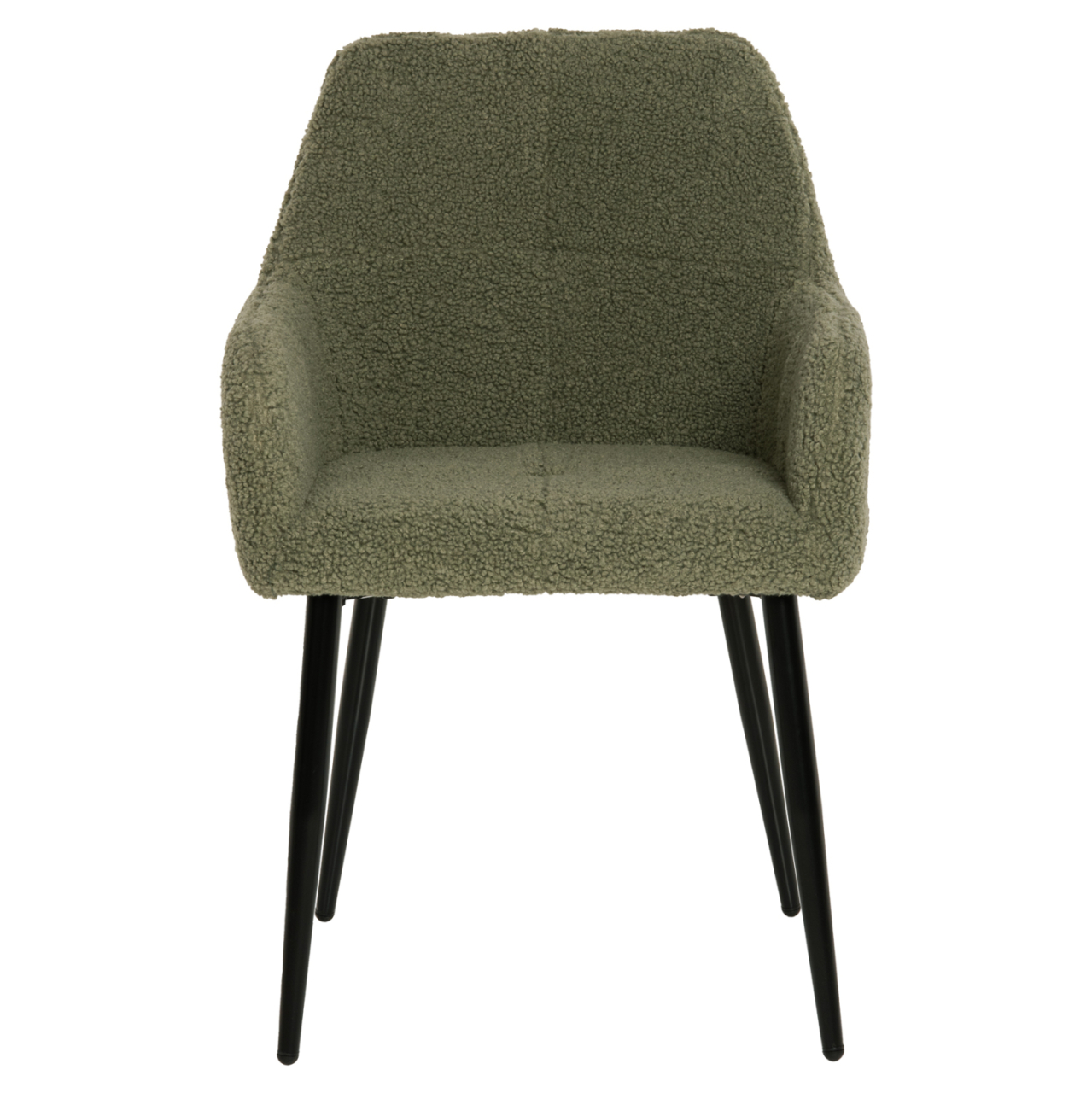ARMCHAIR SHELLY HM8591.03 TEDDY FABRIC IN PISTACHIO GREEN-BLACK METAL LEGS 57x55x87Hcm. [3]