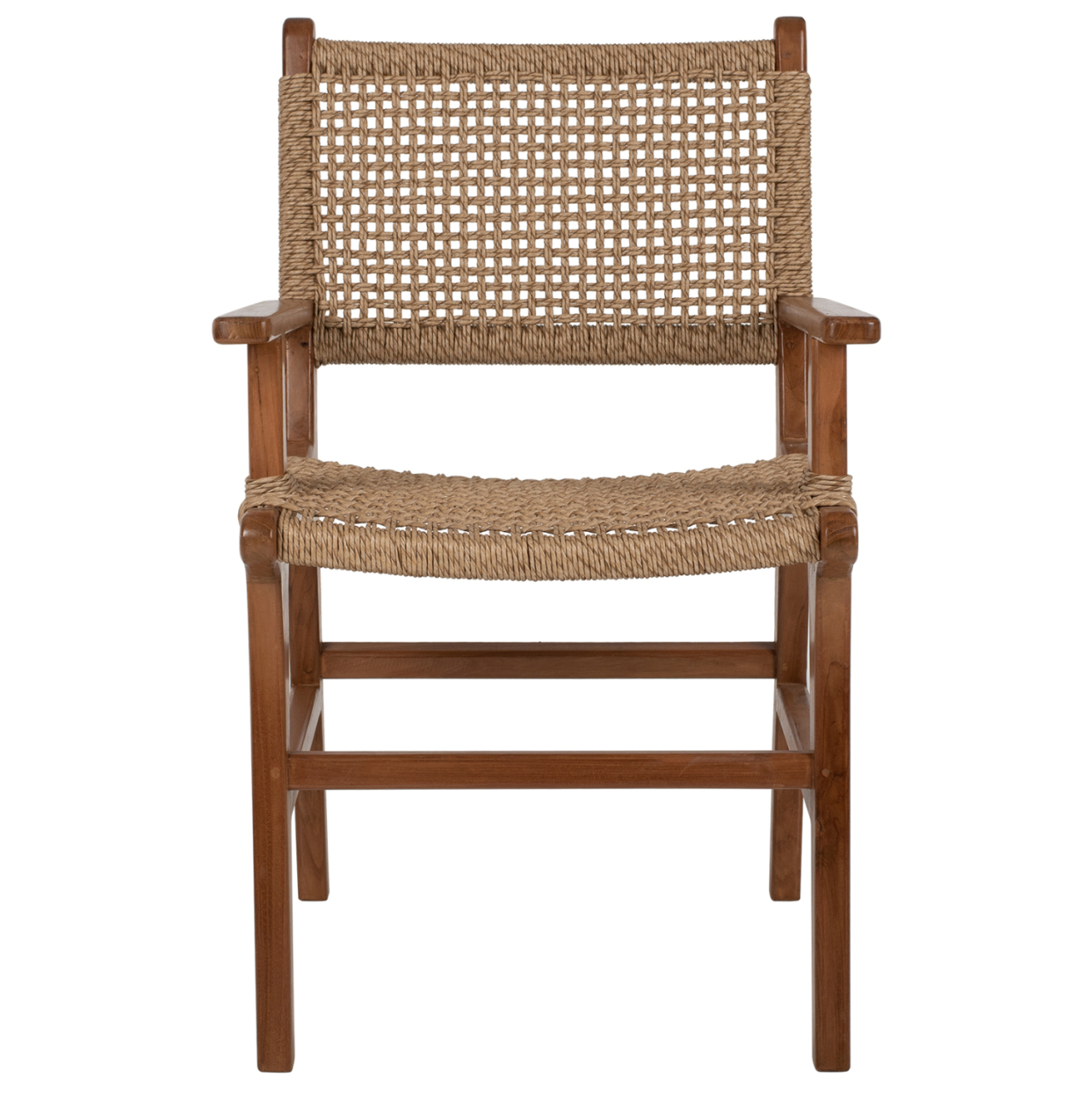 ARMCHAIR SOLID TEAK NATURAL COLOR KNITTED RATTAN ROPE 54Χ58Χ88Hcm.HM9385.01 [3]