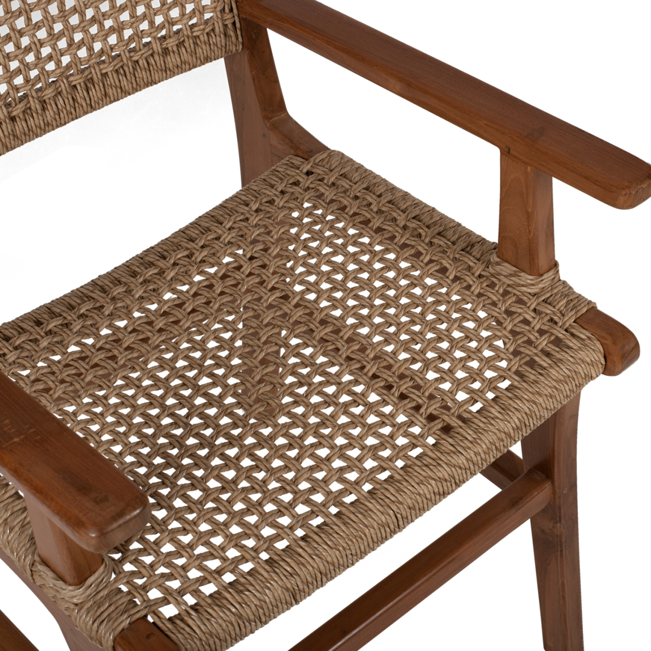 ARMCHAIR SOLID TEAK NATURAL COLOR KNITTED RATTAN ROPE 54Χ58Χ88Hcm.HM9385.01 [8]