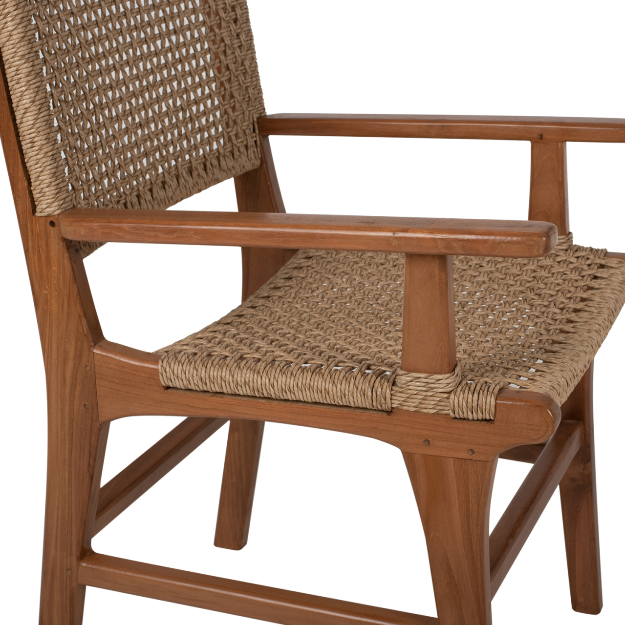ARMCHAIR SOLID TEAK NATURAL COLOR KNITTED RATTAN ROPE 54Χ58Χ88Hcm.HM9385.01 [9]