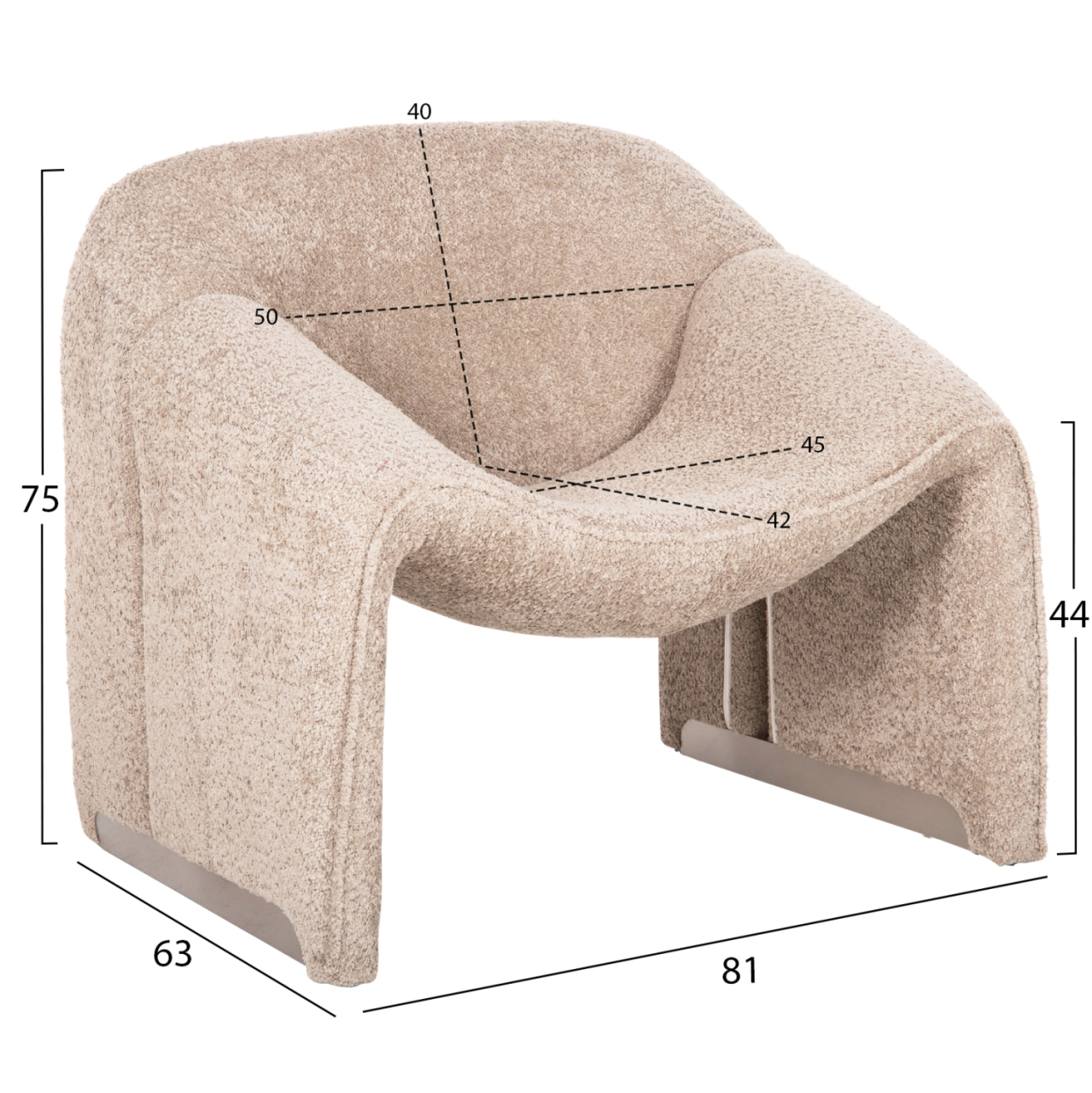ARMCHAIR SPINER HM9599.08 BEIGE BOUCLE FABRIC 81x64x74Hcm. [2]