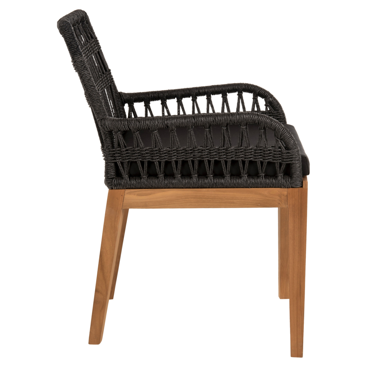ARMCHAIR STARDOM HM9760.03 TEAK WOOD ΙΝ HONEY COLOR AND BLACK ROPE 57x65x83Hcm. [4]