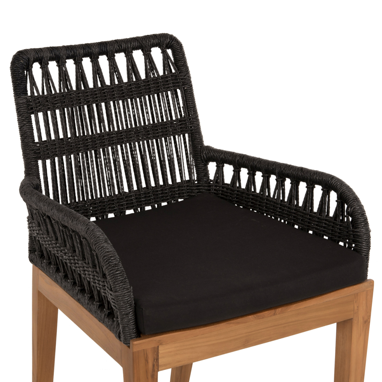 ARMCHAIR STARDOM HM9760.03 TEAK WOOD ΙΝ HONEY COLOR AND BLACK ROPE 57x65x83Hcm. [7]