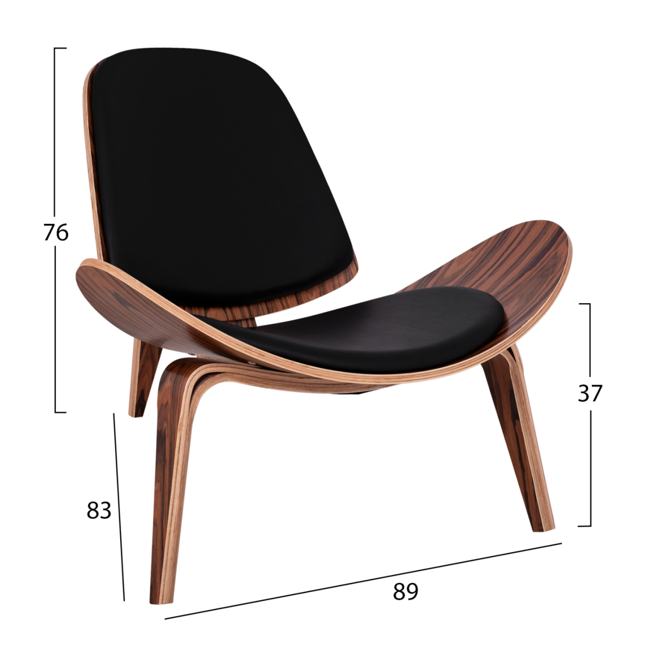 Armchair SUPERIOR PLUS HM1128.01 WALNUT color with black cushion PU 89x83x76H cm [2]