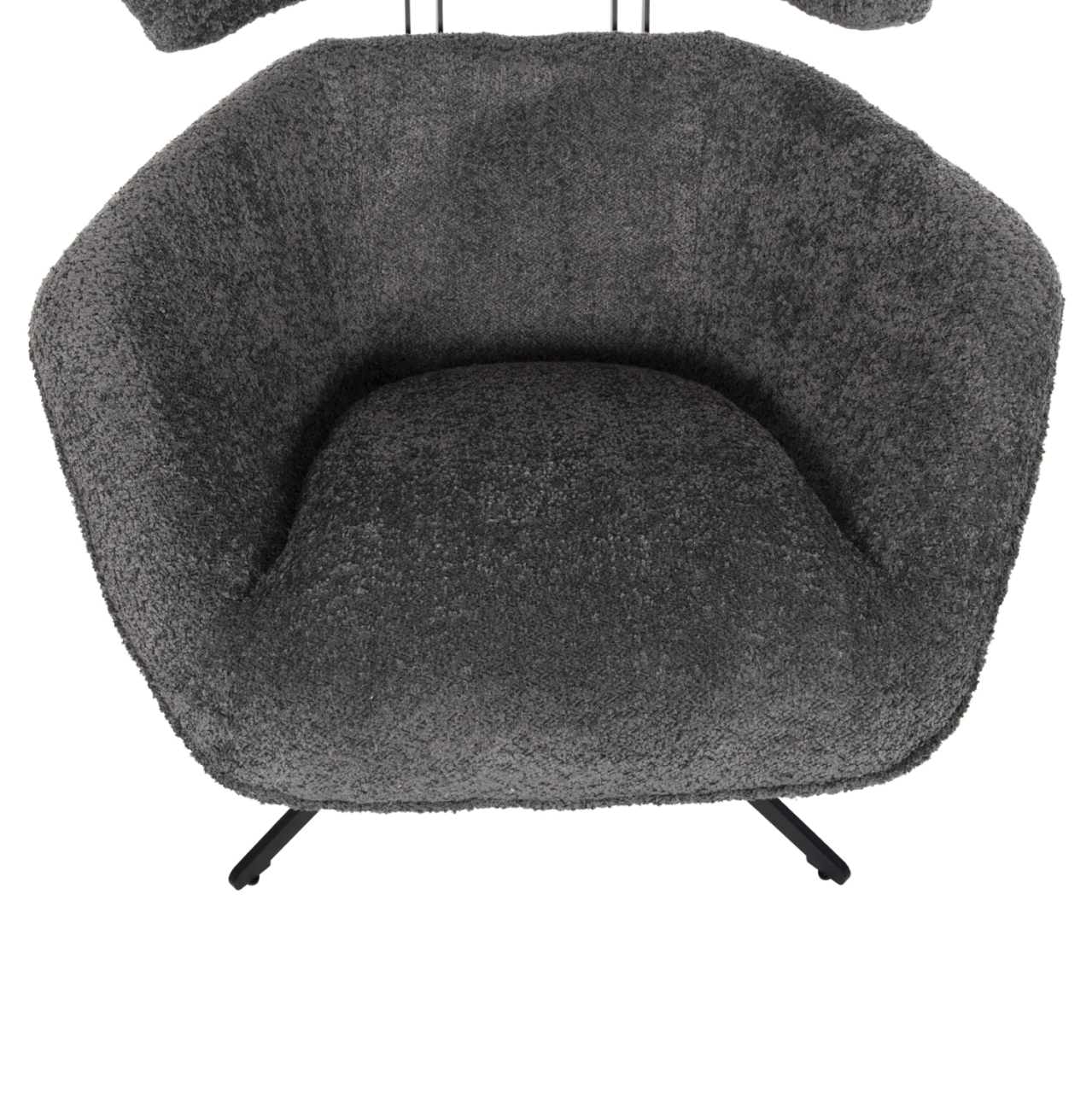 ARMCHAIR SWIVEL BRYLL HM9597.01 GREY BOUCLE-BLACK METAL BASE 86x90x97Hcm. [8]