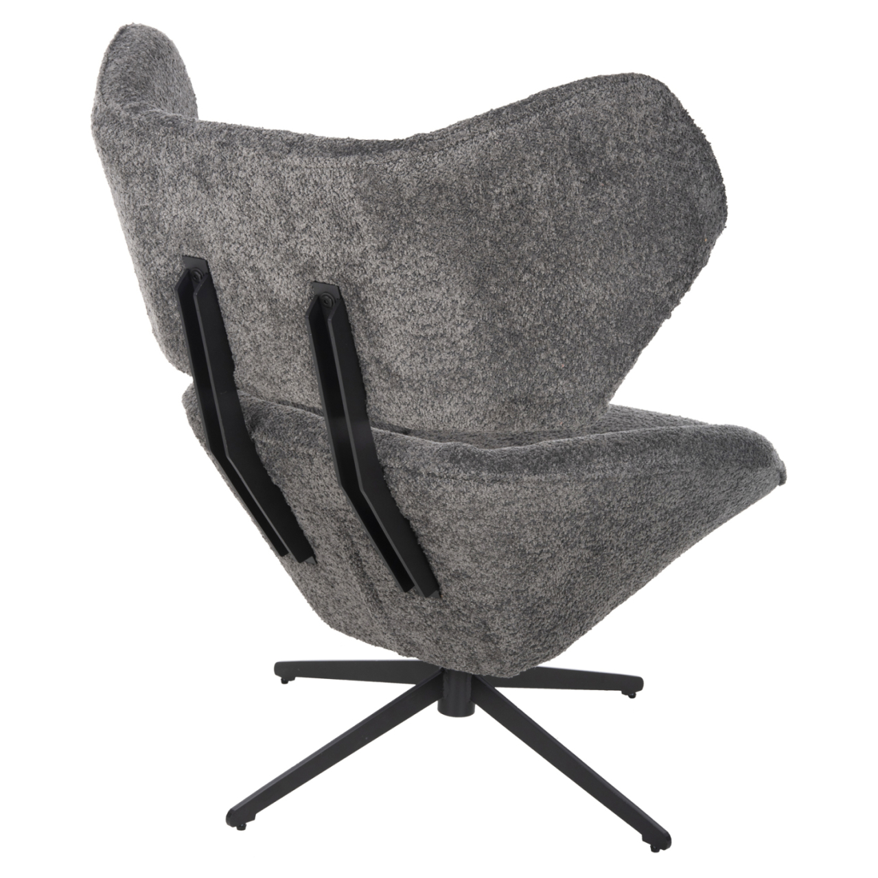 ARMCHAIR SWIVEL BRYLL HM9597.01 GREY BOUCLE-BLACK METAL BASE 86x90x97Hcm. [5]