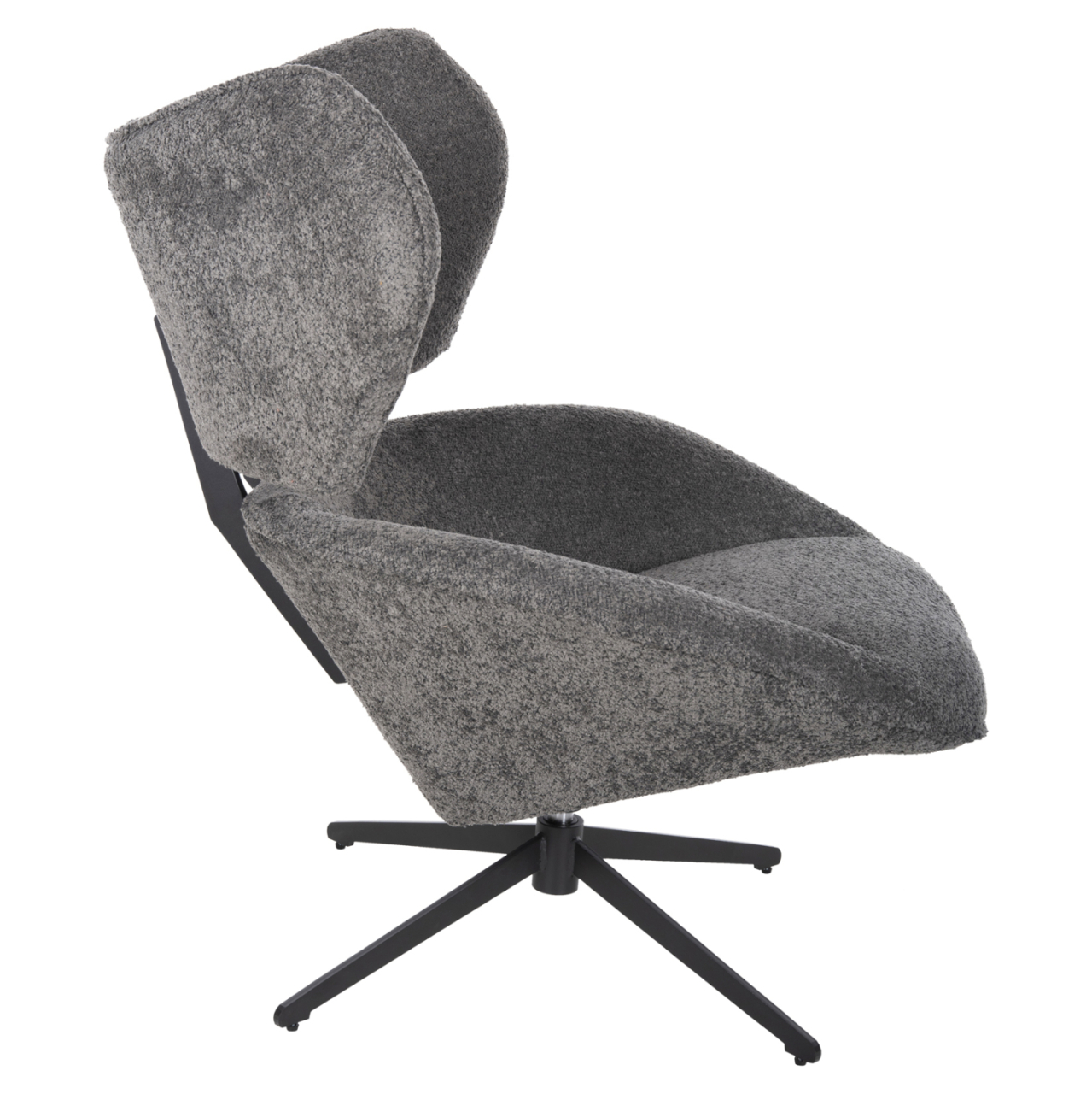 ARMCHAIR SWIVEL BRYLL HM9597.01 GREY BOUCLE-BLACK METAL BASE 86x90x97Hcm. [4]