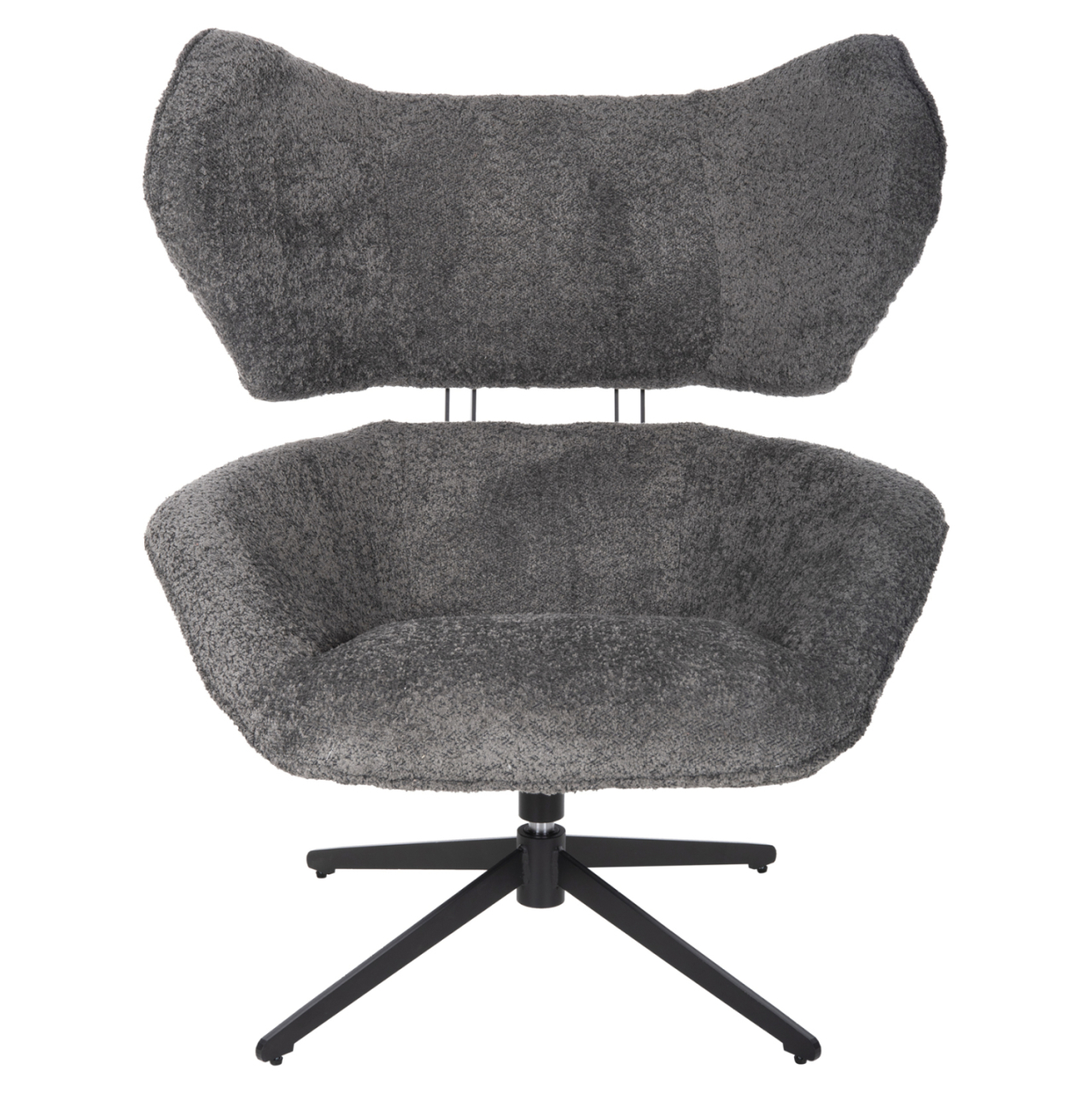 ARMCHAIR SWIVEL BRYLL HM9597.01 GREY BOUCLE-BLACK METAL BASE 86x90x97Hcm. [3]