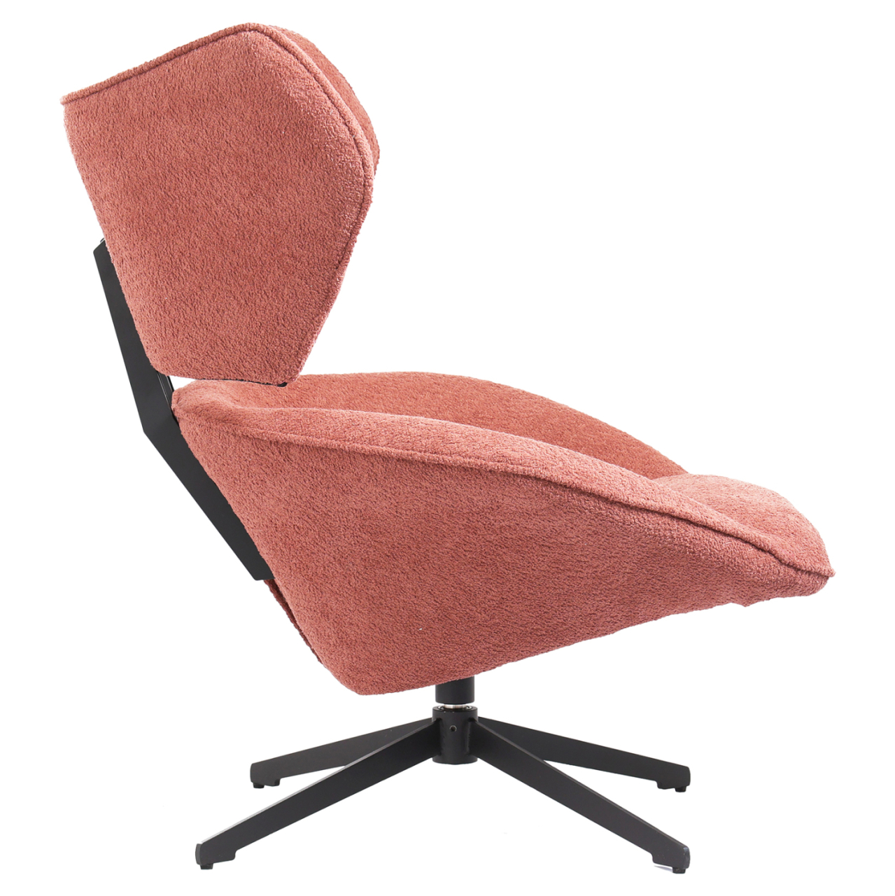 ARMCHAIR SWIVEL BRYLL HM9597.02 PINK BOUCLE-BLACK METAL BASE 86x90x97Hcm. [3]