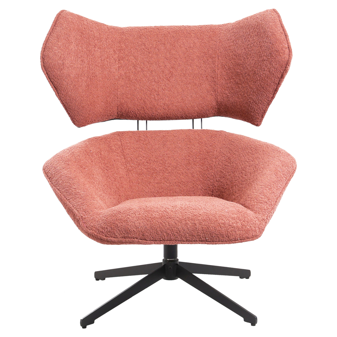 ARMCHAIR SWIVEL BRYLL HM9597.02 PINK BOUCLE-BLACK METAL BASE 86x90x97Hcm. [2]