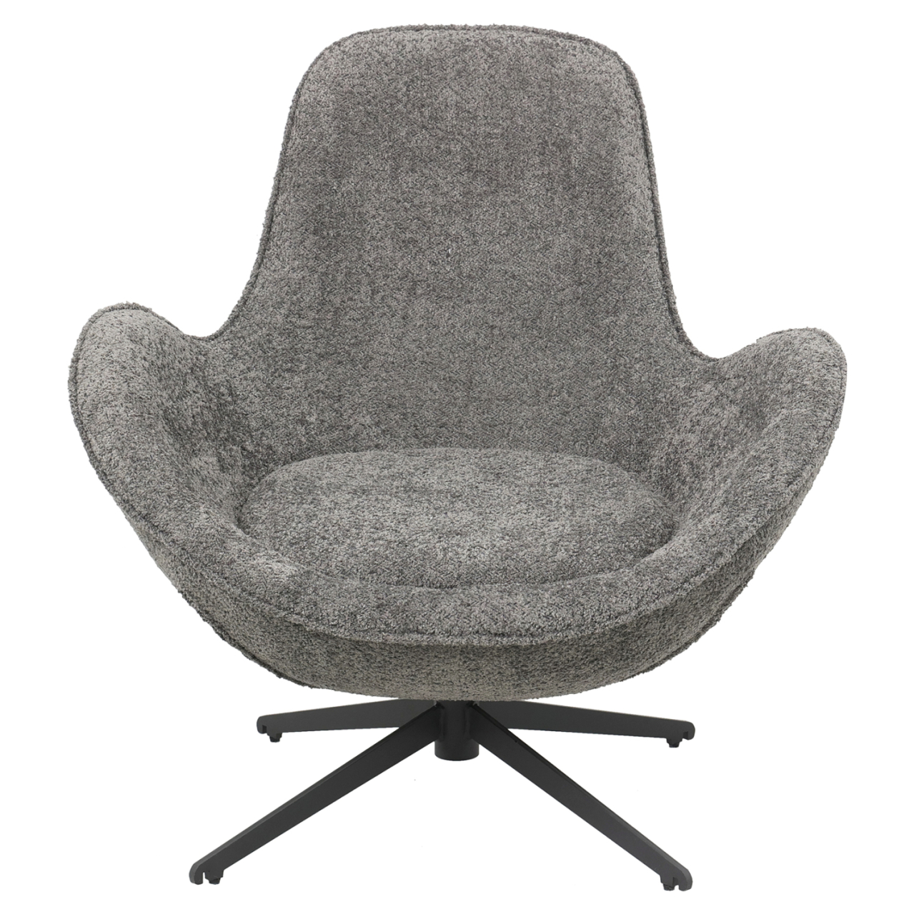 ARMCHAIR SWIVEL BRYNN HM9594.01 GREY BOUCLE FABRIC-BLACK METAL BASE 86x76x87Hcm. [2]