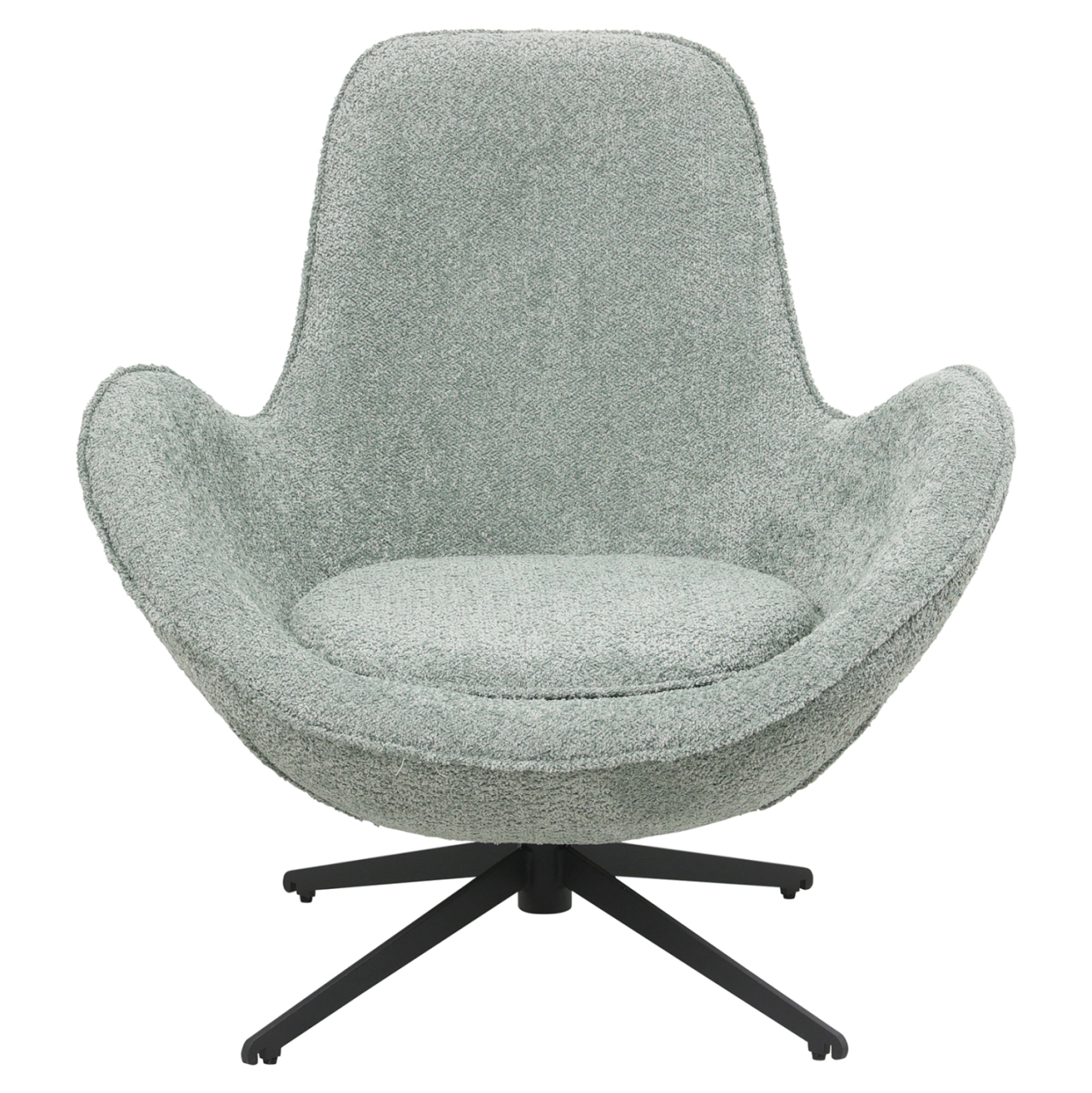 ARMCHAIR SWIVEL BRYNN HM9594.05 PEA GREEN BOUCLE FABRIC-BLACK METAL BASE 86x76x87Hcm. [2]