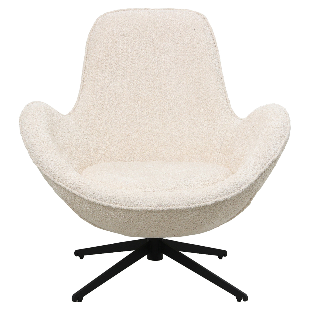ARMCHAIR SWIVEL BRYNN HM9594.06 ECRU BOUCLE FABRIC-BLACK METAL BASE 86x76x87Hcm. [2]
