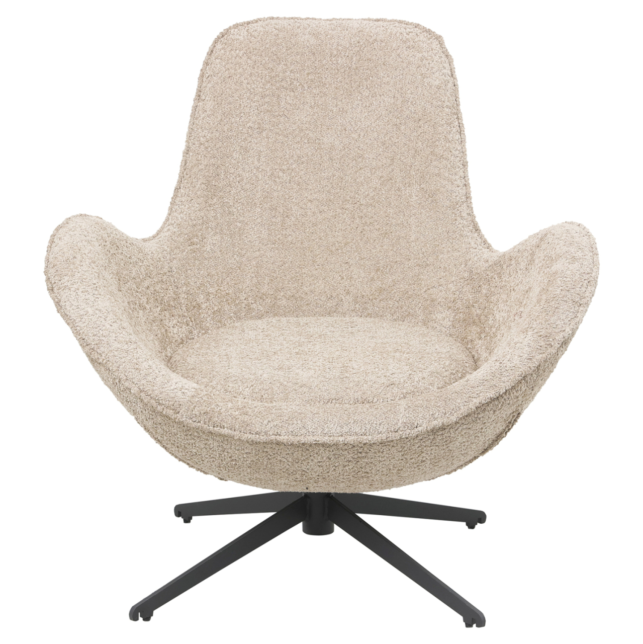 ARMCHAIR SWIVEL BRYNN HM9594.07 BEIGE BOUCLE FABRIC-BLACK METAL BASE 86x76x87Hcm. [2]