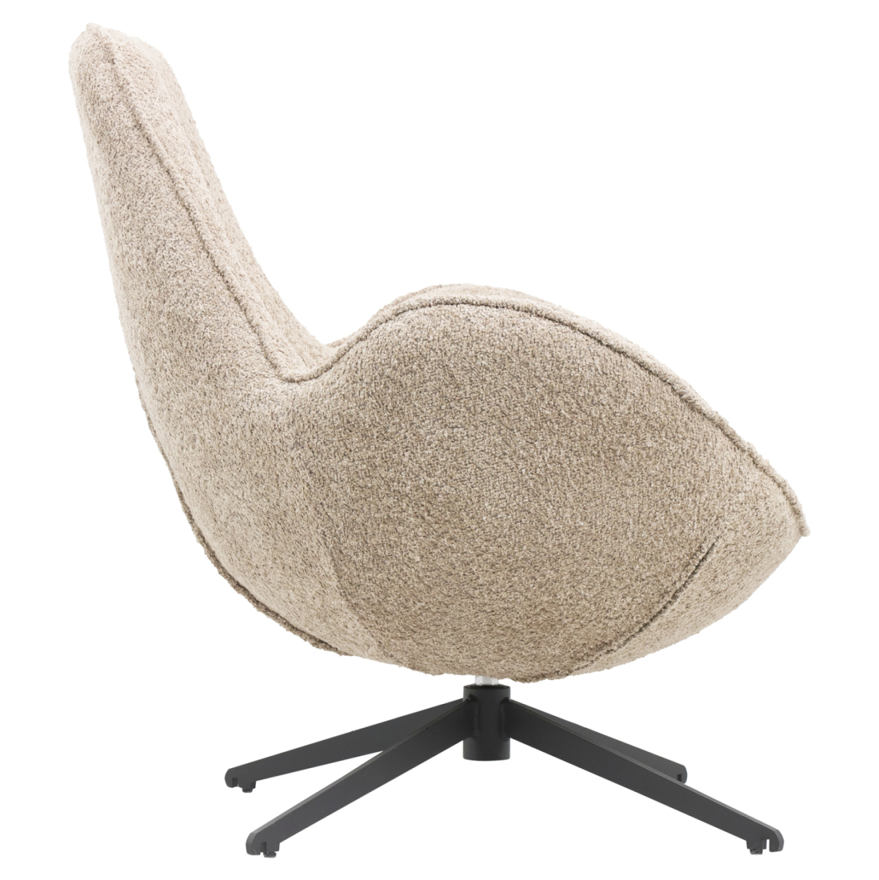 ARMCHAIR SWIVEL BRYNN HM9594.07 BEIGE BOUCLE FABRIC-BLACK METAL BASE 86x76x87Hcm. [3]