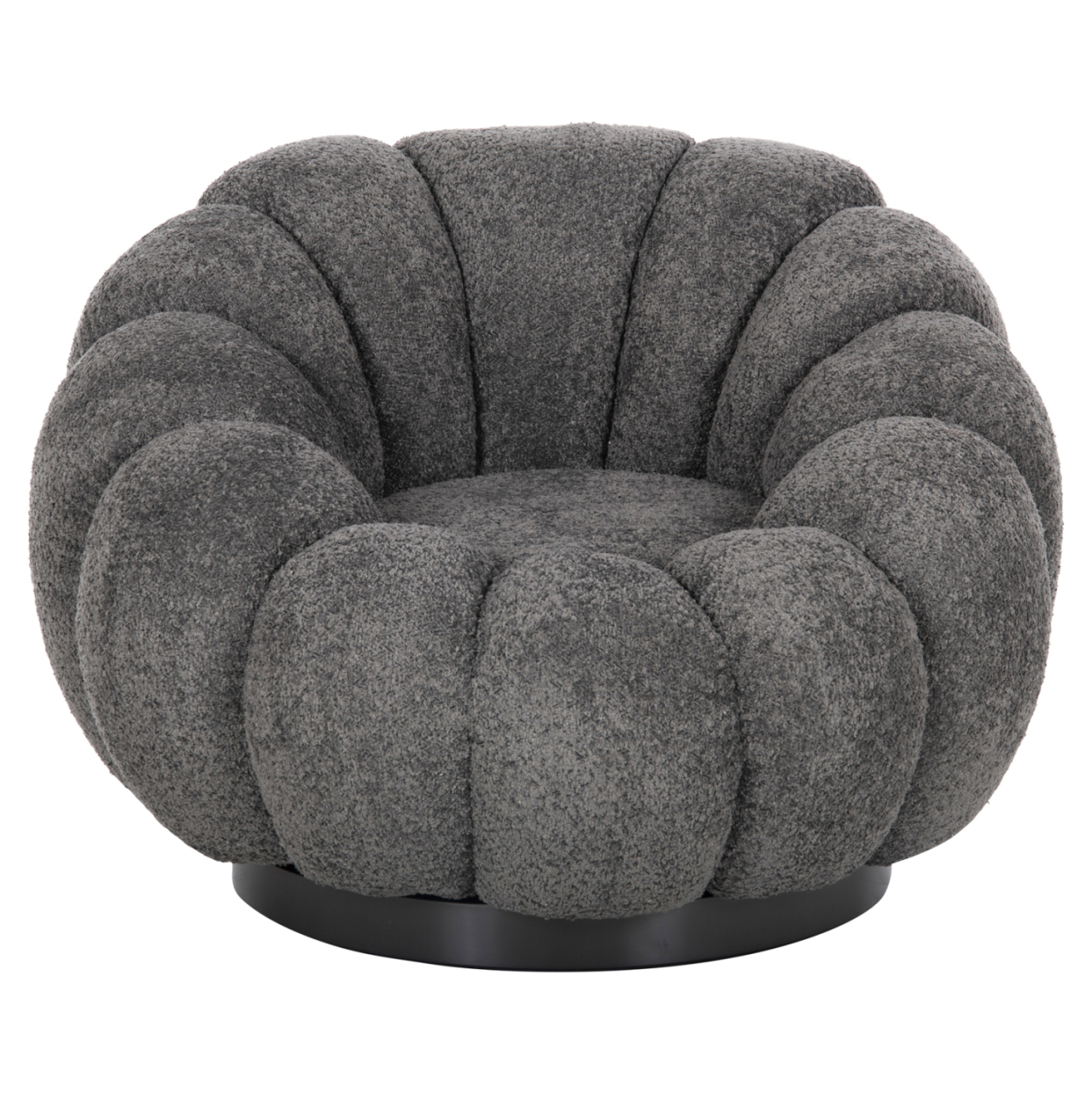 ARMCHAIR SWIVEL GRYMM HM9601.01 GREY BOUCLE-BLACK METAL BASE 95x92x68Hcm. [3]