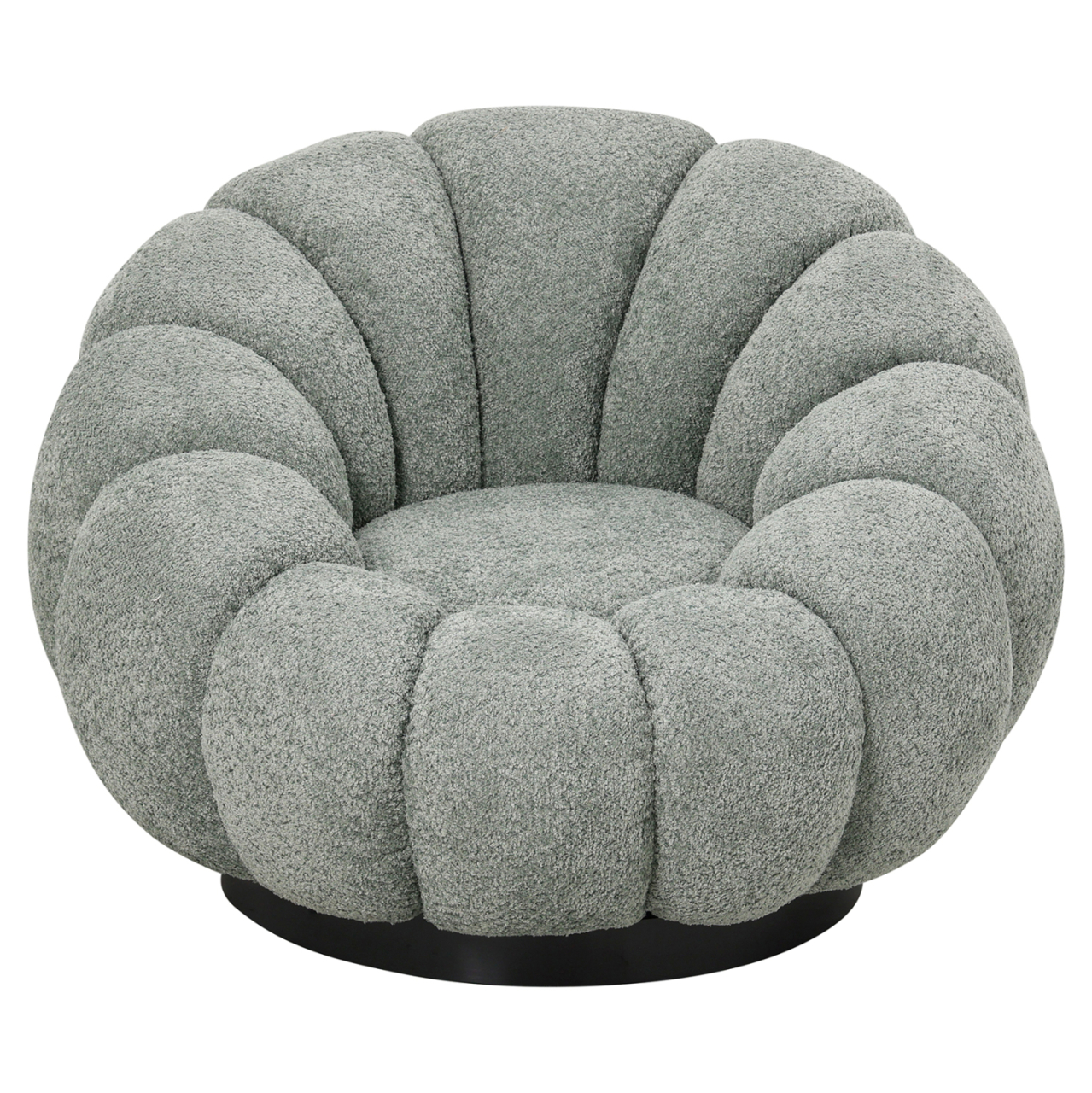 ARMCHAIR SWIVEL GRYMM HM9601.05 PISTACHIO GREEN BOUCLE-BLACK METAL BASE 95x92x68Hcm. [2]