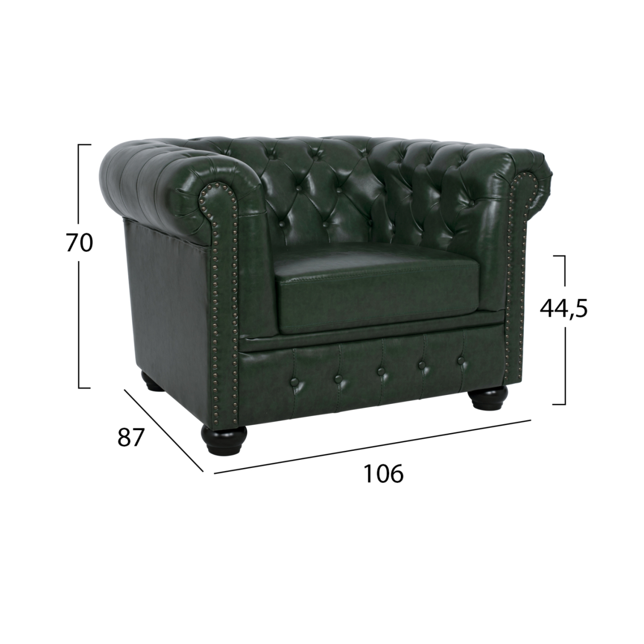 Armchair T. Chesterfield POLINA HM3011.08 Cypress Green PU 106x87x70H cm. [2]