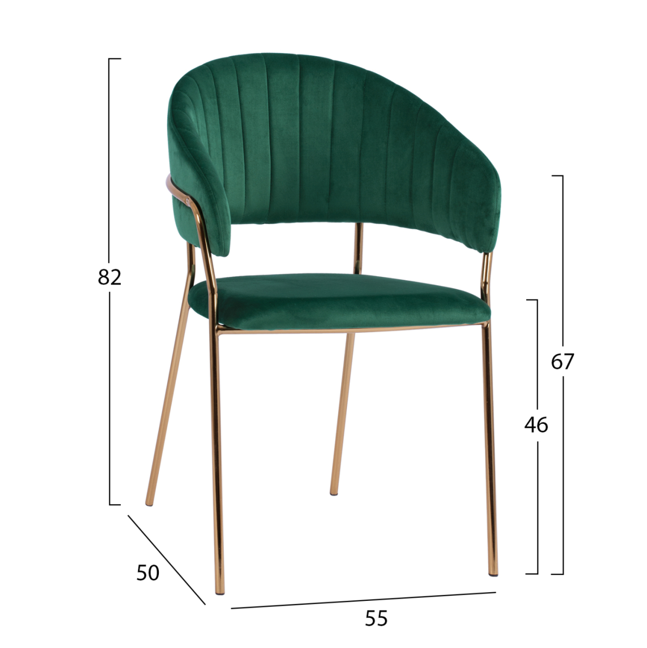 Armchair Theodore HM8520.03 Velvet Cyppress Green Color with metallic frame 55x50x82cm [2]