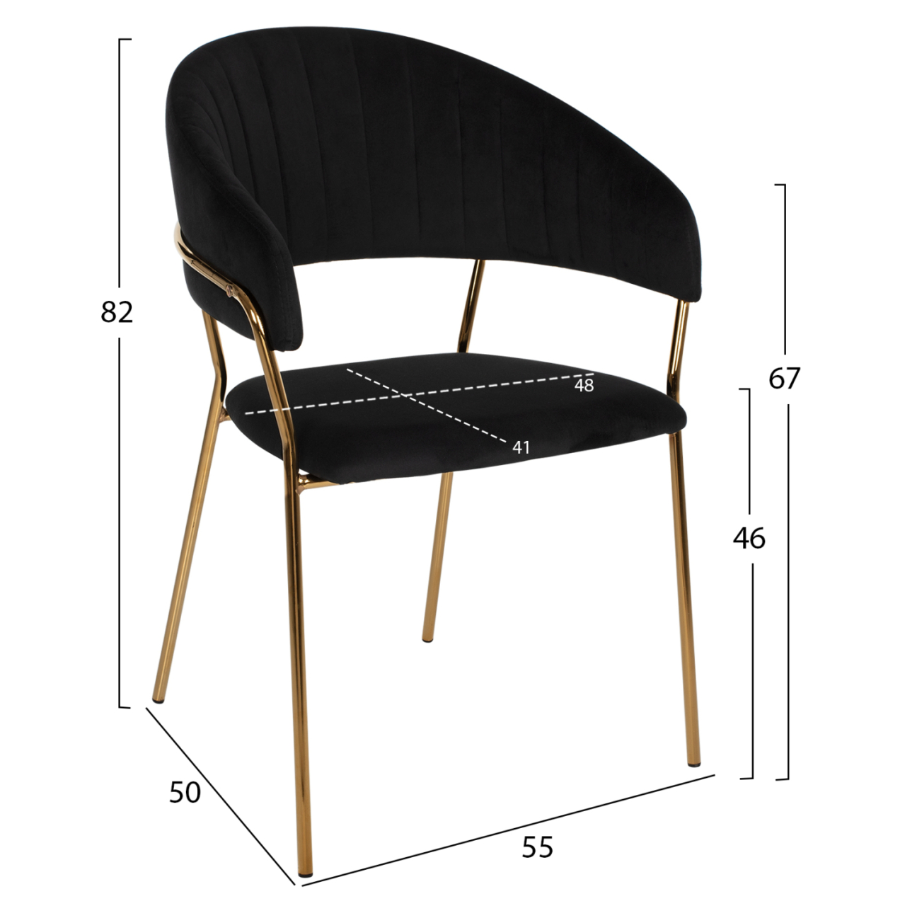 ARMCHAIR THEODORE HM8520.04 BLACK VELVET AND GOLDEN FRAME 55Χ50Χ82Hcm. [2]