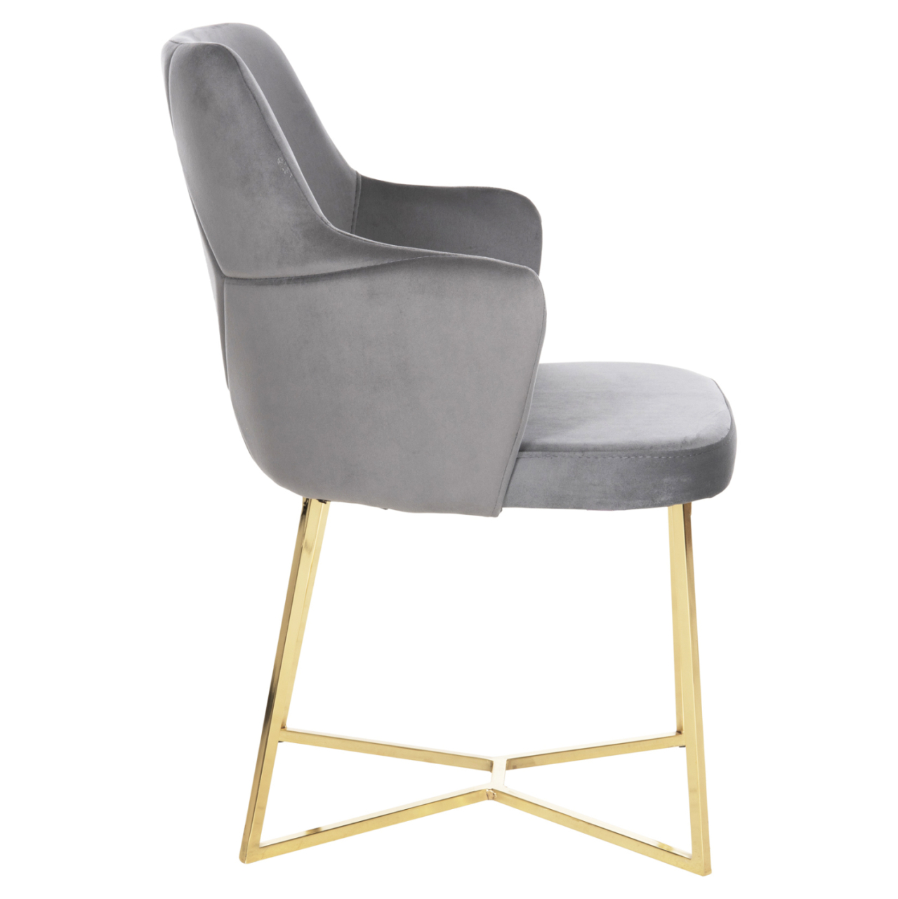 ARMCHAIR TRIANA HM9278.11 GREY VELVET WITH GOLD METAL LEGS 54,5x60,5x85,5Hcm. [4]