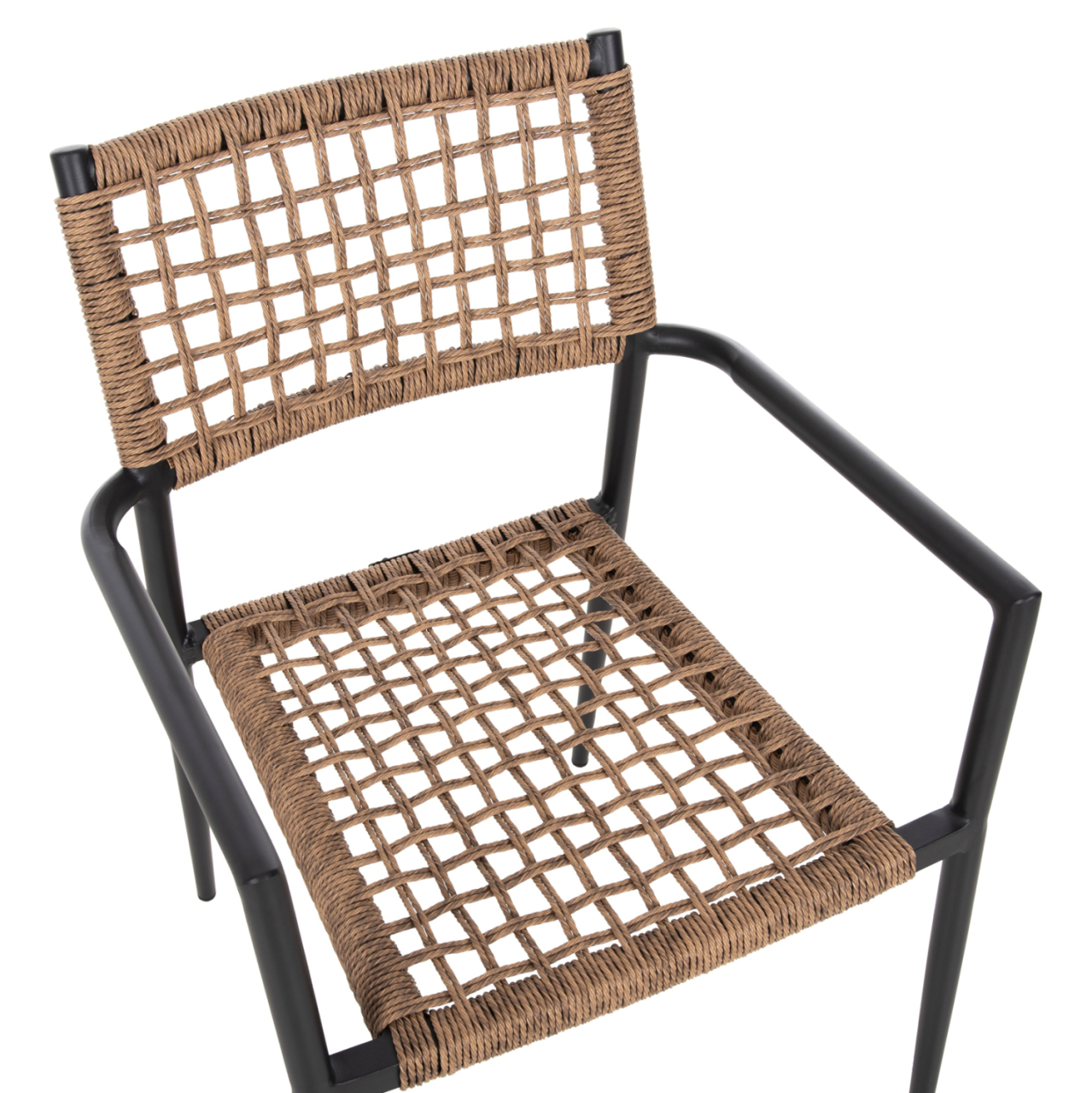 ARMCHAIR TRILAN HM6044.02 ALUMINUM IN BLACK-SYNTHETIC RATTAN IN NATURAL 57x59x85Hcm. [8]