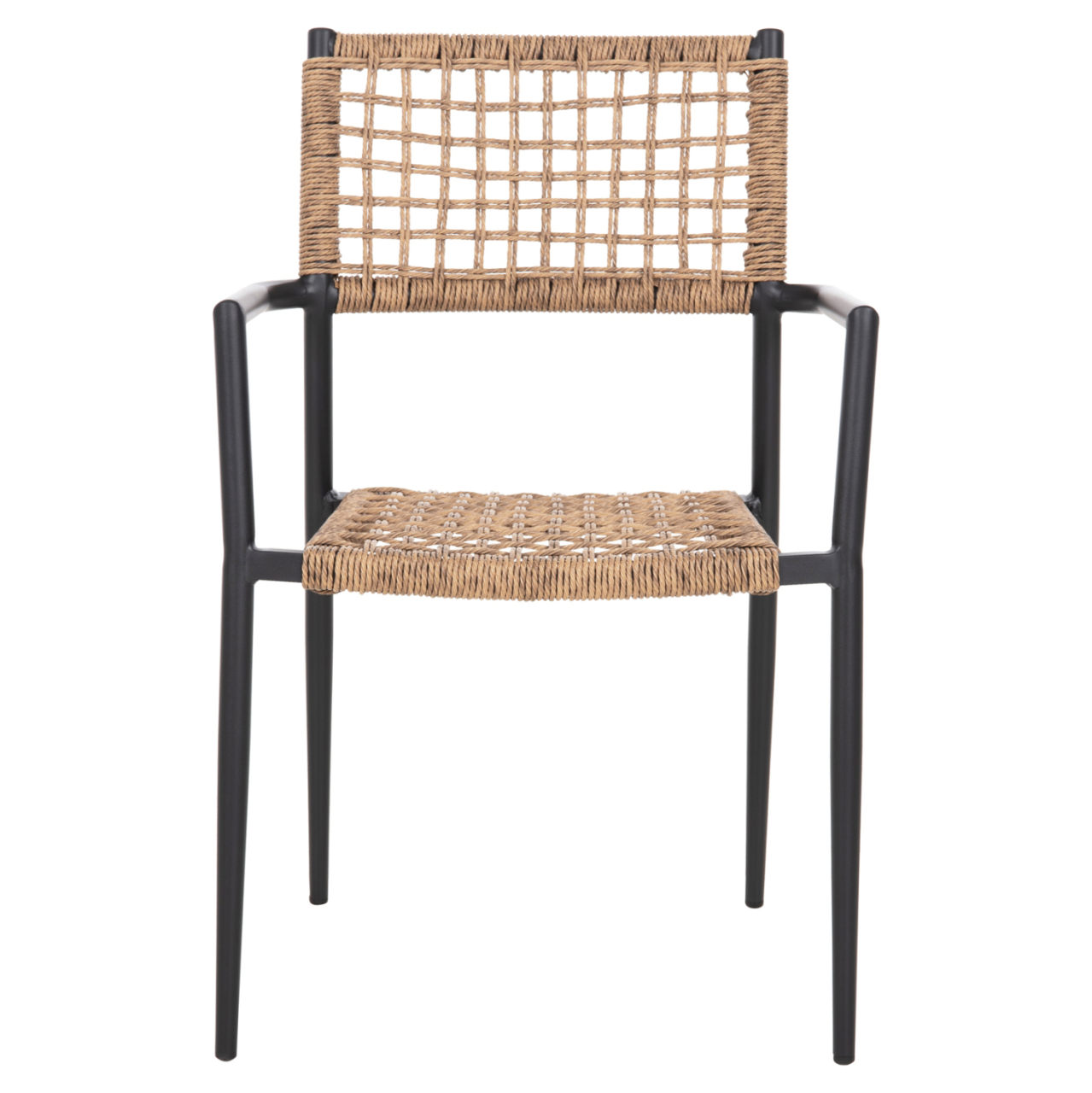 ARMCHAIR TRILAN HM6044.02 ALUMINUM IN BLACK-SYNTHETIC RATTAN IN NATURAL 57x59x85Hcm. [3]
